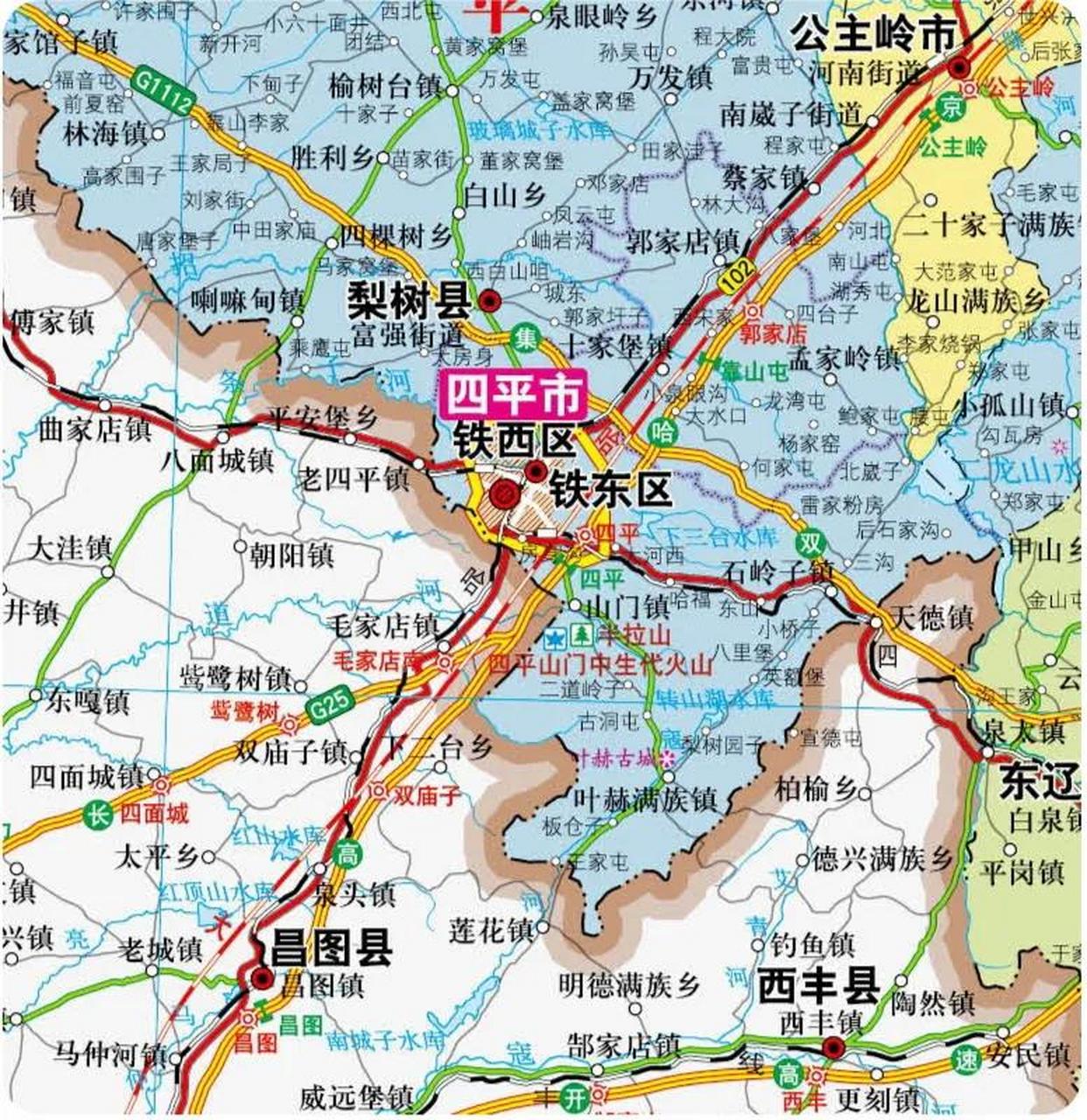 吉林省四平地区地图图片