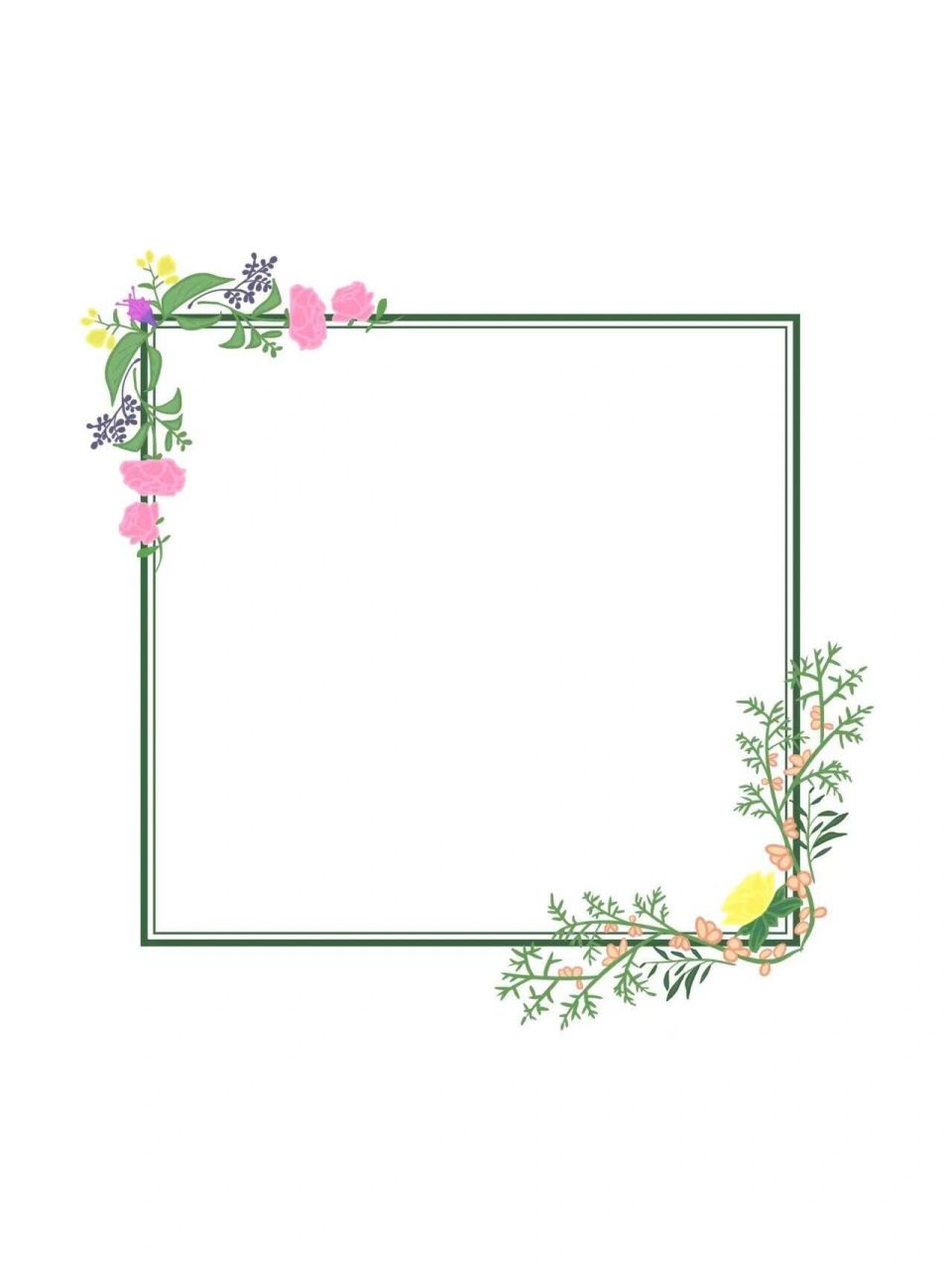 绿色边框‖植物花草方形边框免抠图 🍃🌸🍃🌸 你一定会用到的