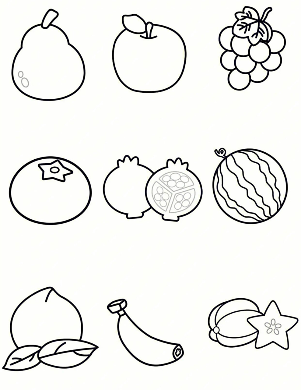 小班水果简笔画 小班水果简笔画,可以直接打印使用让幼儿填色.
