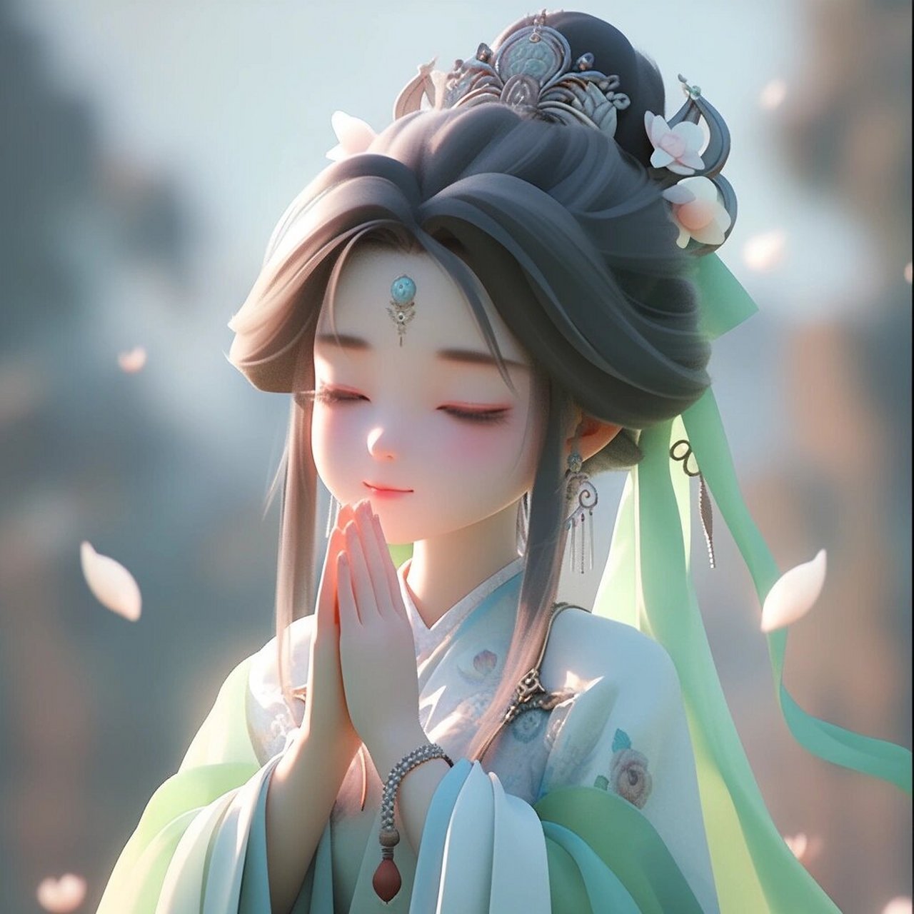 佛系女孩||古风祈祷头像||荷花女孩 心所念,皆为所愿