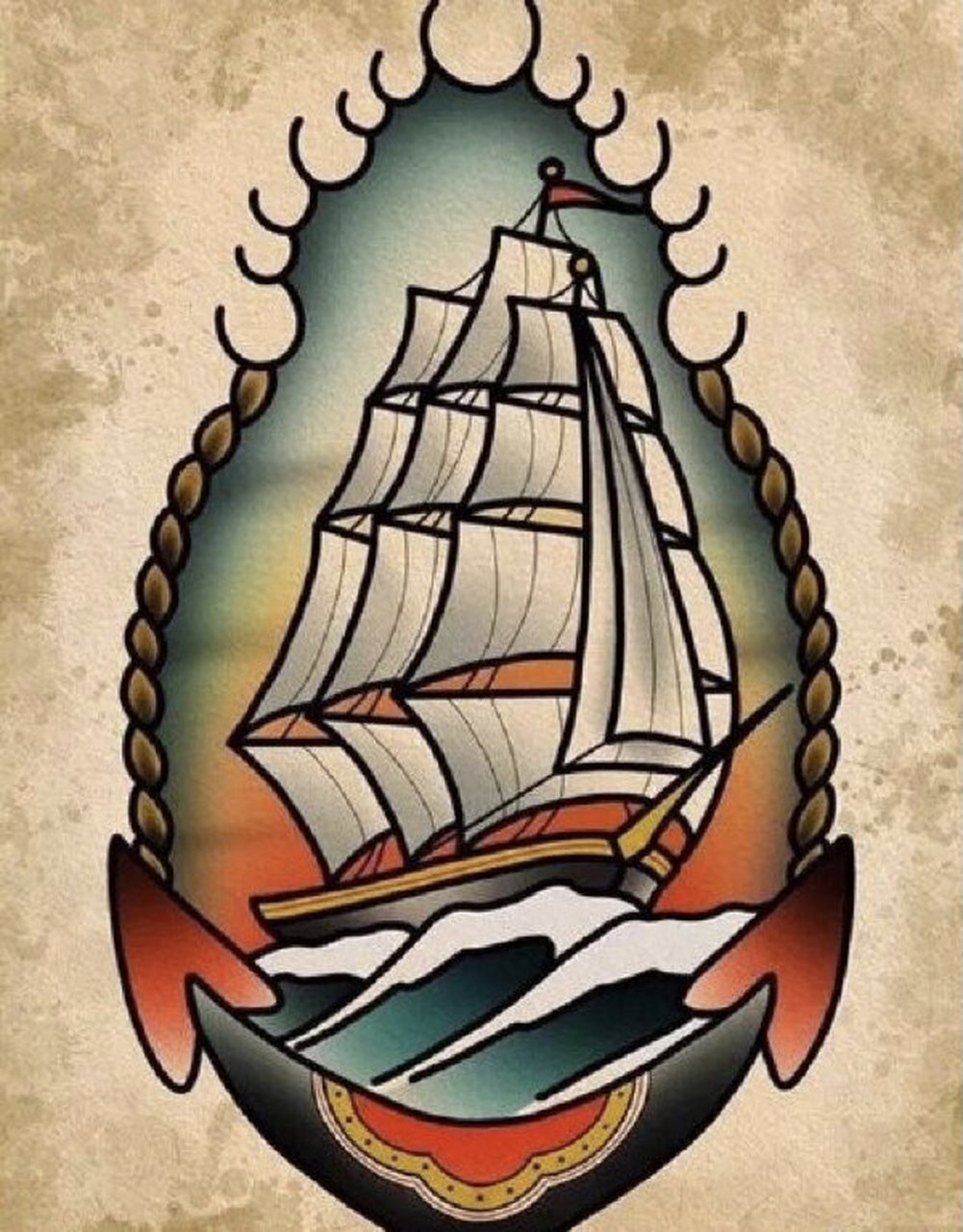 帆船纹身手稿推荐 关于帆船纹身素材,素描风格 写实风格 oldschool