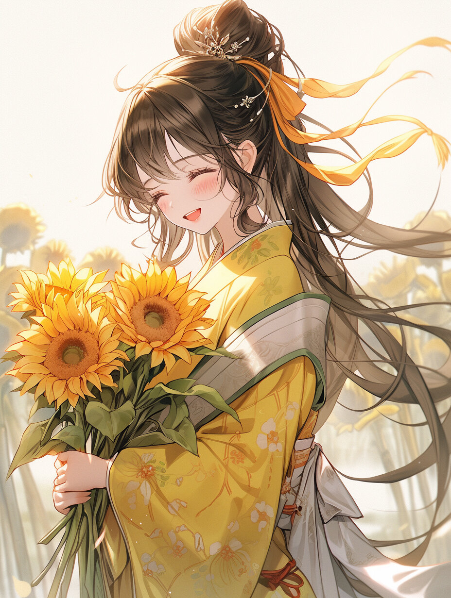 捧花女生头像 | 向日葵女孩 | 治愈系头像 天空,不是每天都放晴