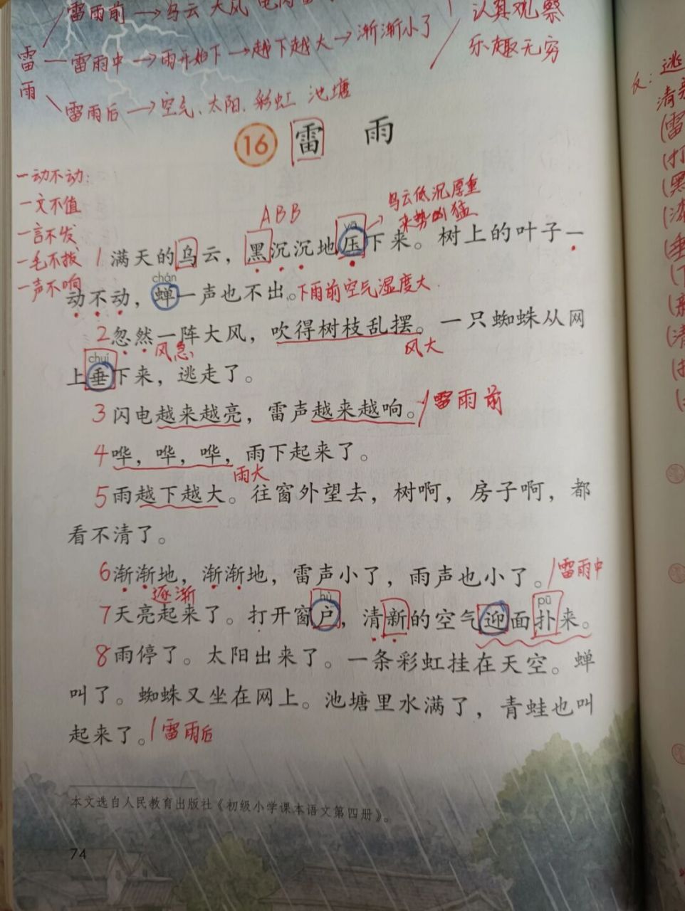 二下语文《雷雨》预习课堂笔记备课 #教师备课# ##二年级语文# #预习