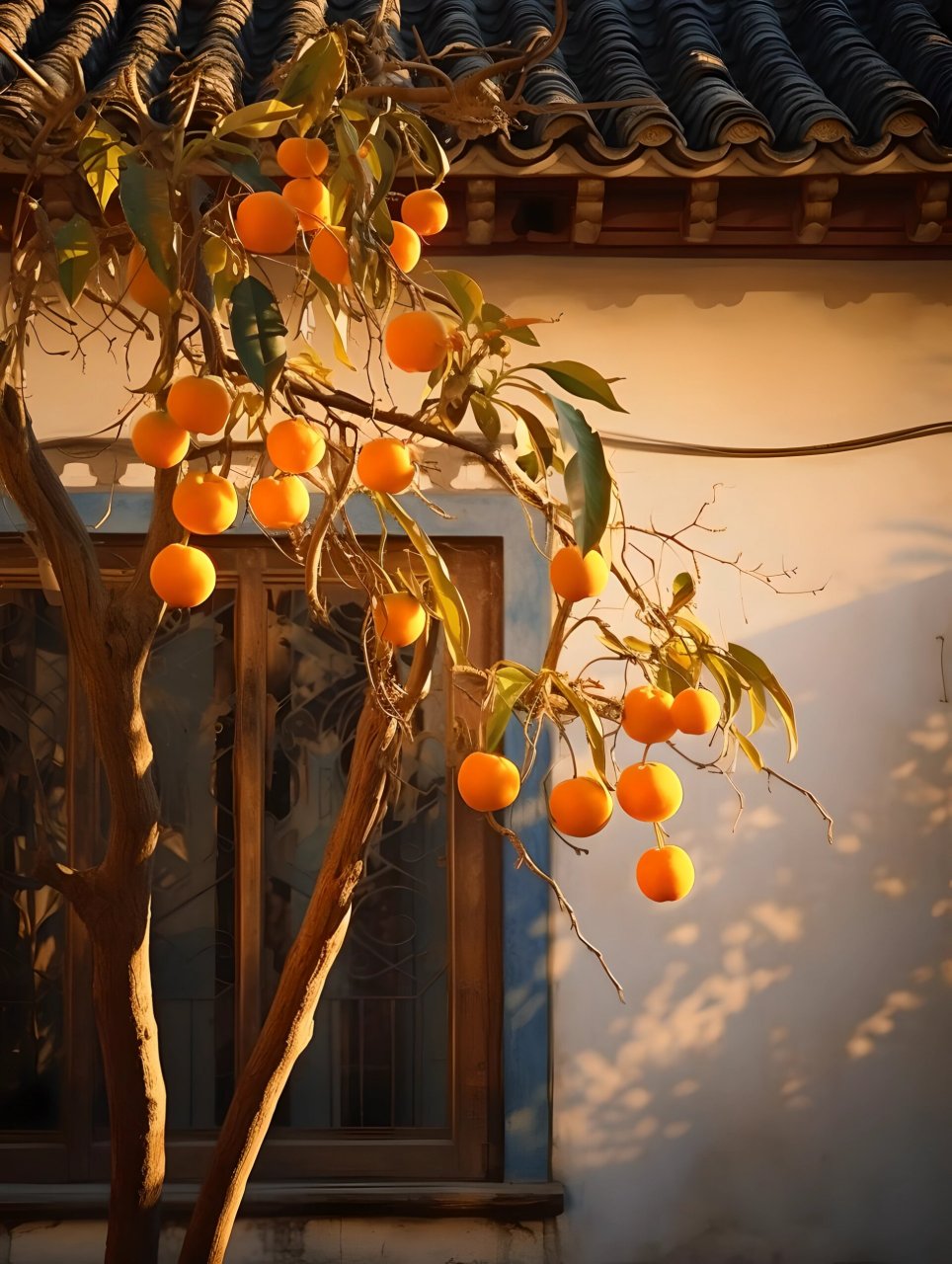 绘画素材|老家院里的柿子树组图【403】