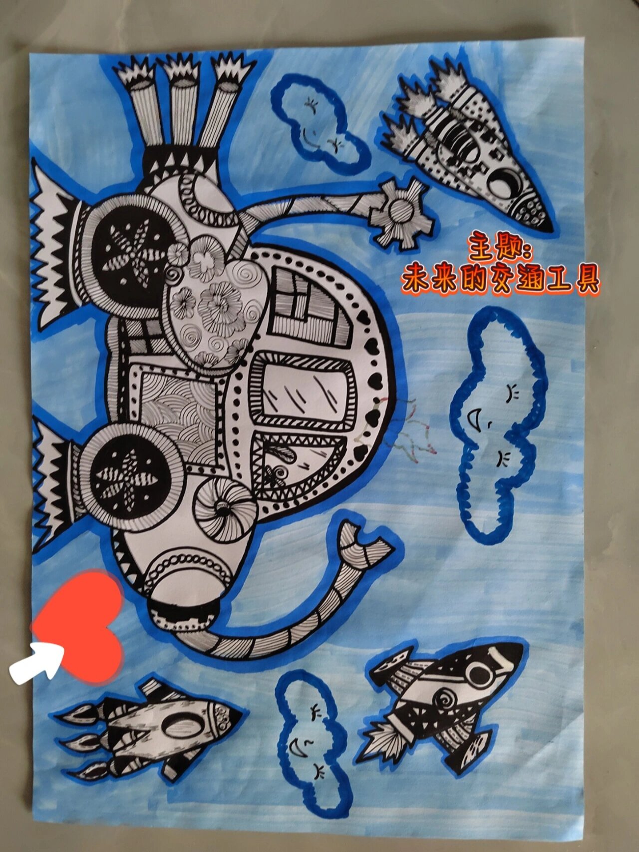 未来的交通工具,线描画
