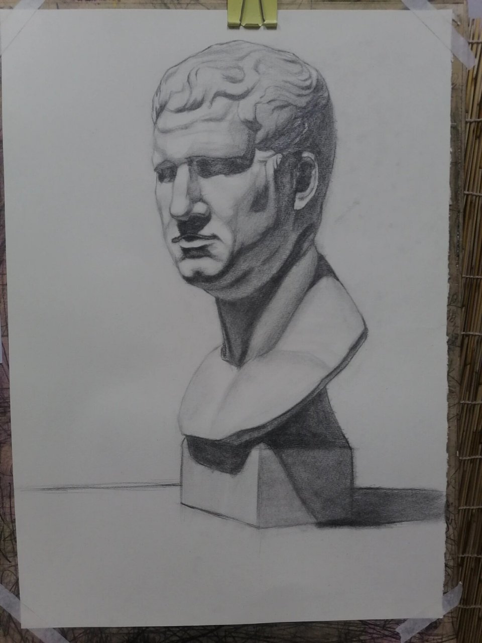 素描石膏人像4k写生(阿格里巴) 断断续续画了四五个小时,细节上能表现