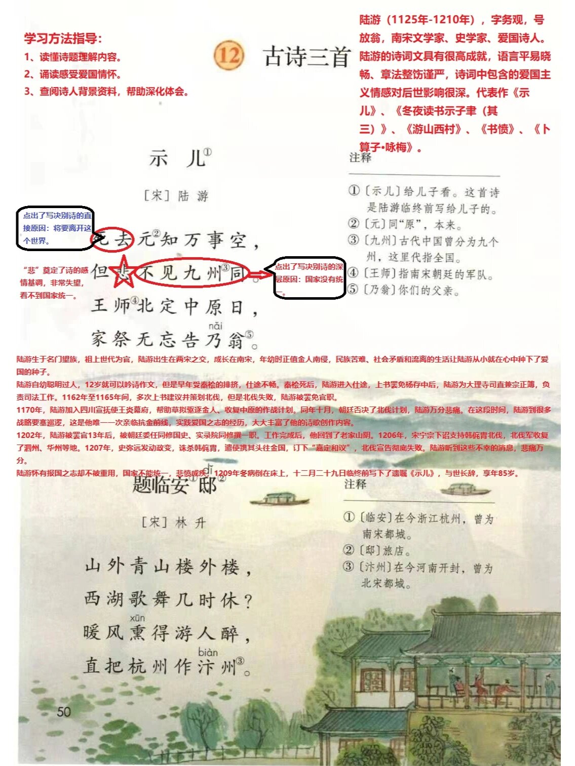 《示儿》课堂笔记:陆游的简介和生平资料