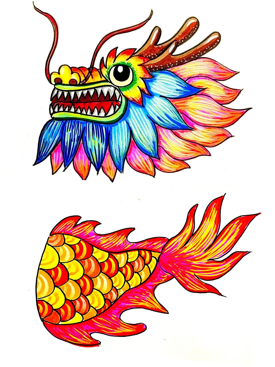 龙头龙尾打印模板 手把手教你画龙头龙尾7815 简单又好看7815