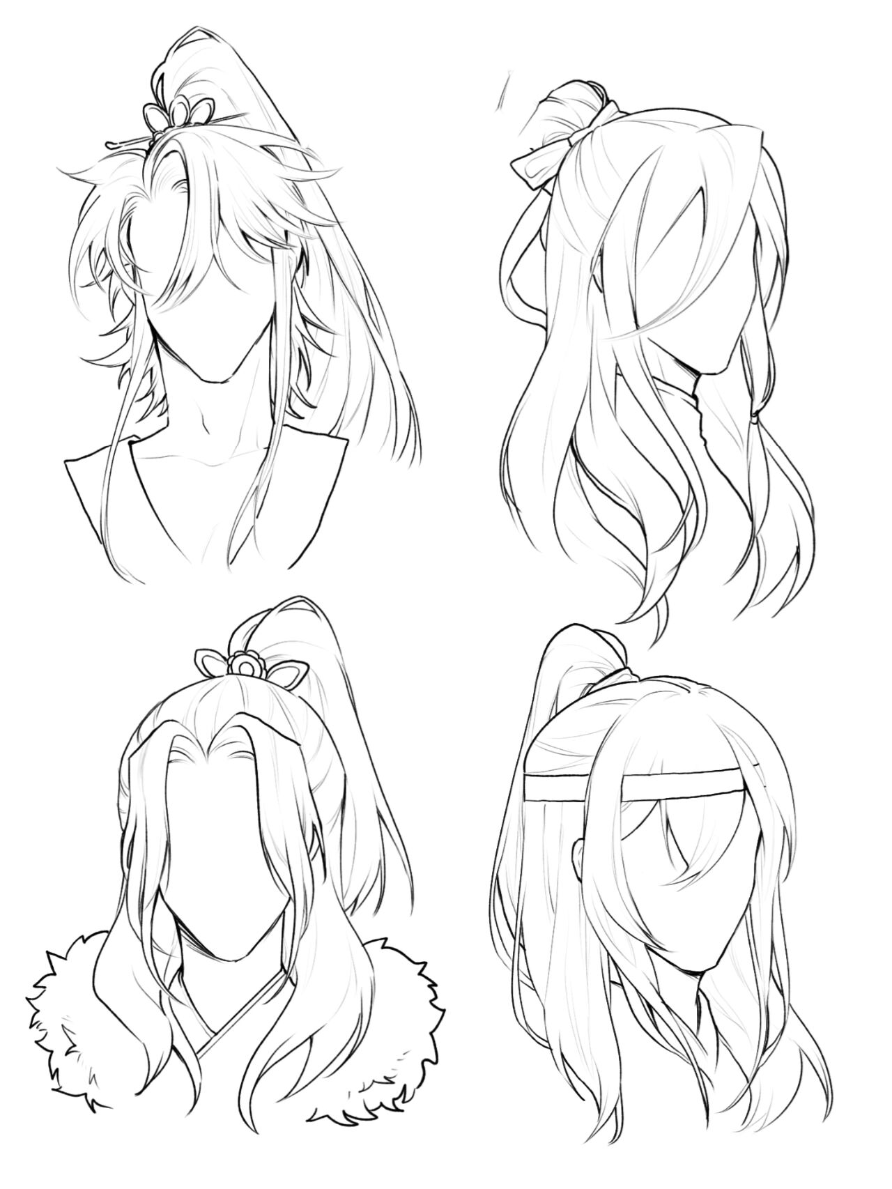 4种古风美男头发画法来了