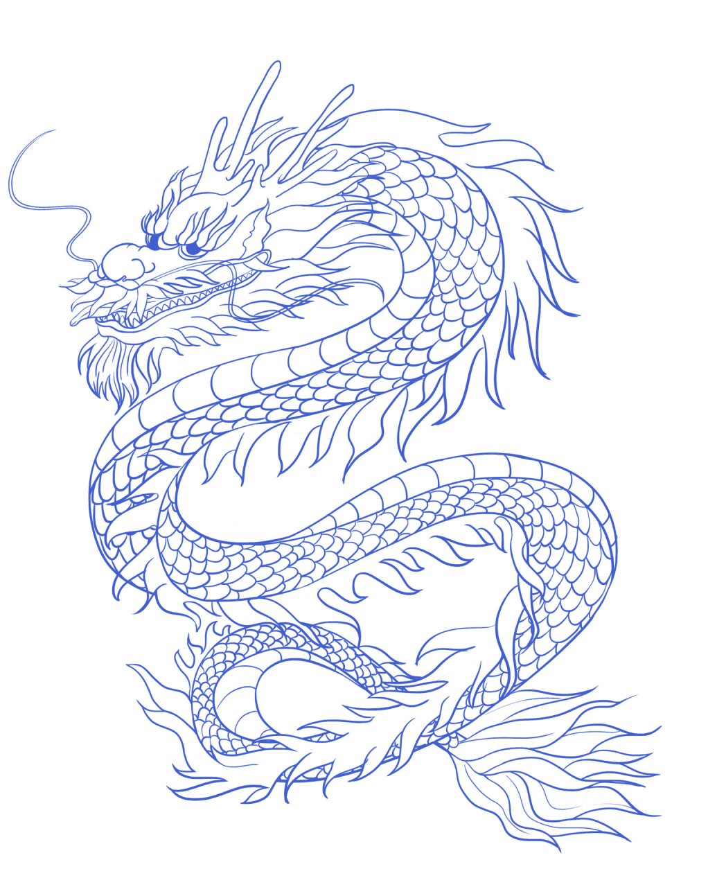 画条国风龙线稿,历时两年00 画条龙,历时两年00 去年和今年 因为