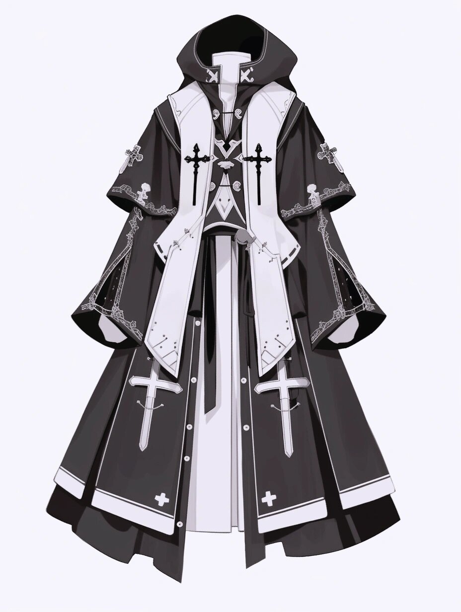 服装设计/神职服装/光明  神职服装光明,mijourney设计生成