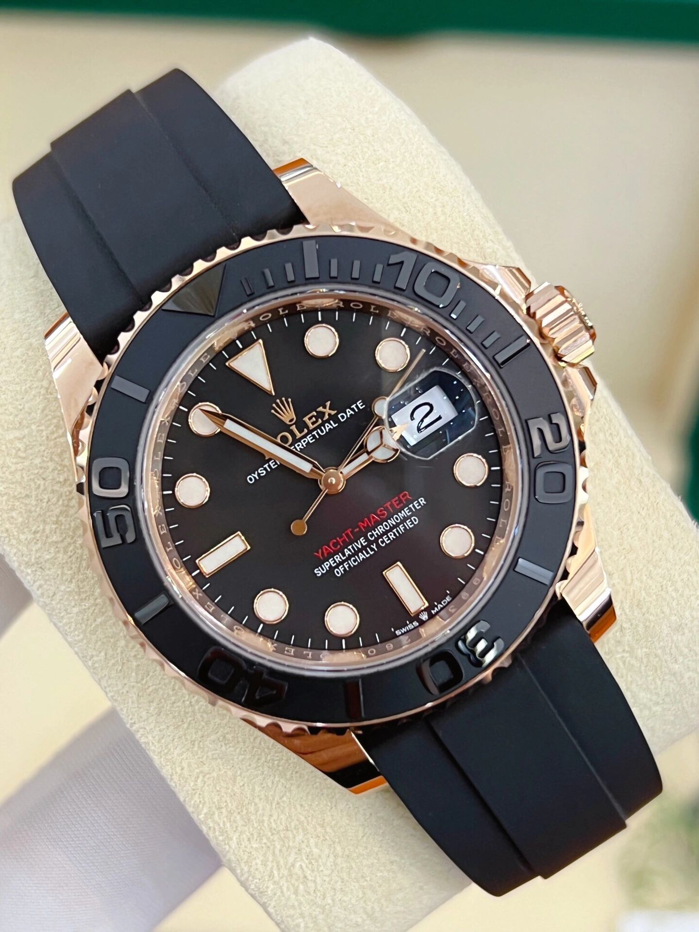 劳力士游艇名仕系列型号:126655功能:自动机械材质:18k玫瑰金表径:41