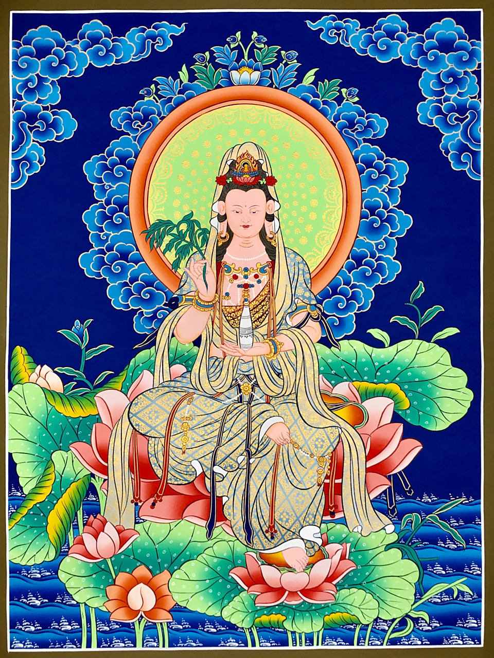 稀有造像《南海观世音》唐卡(又称白衣观世音),尺寸70-50cm,结缘价