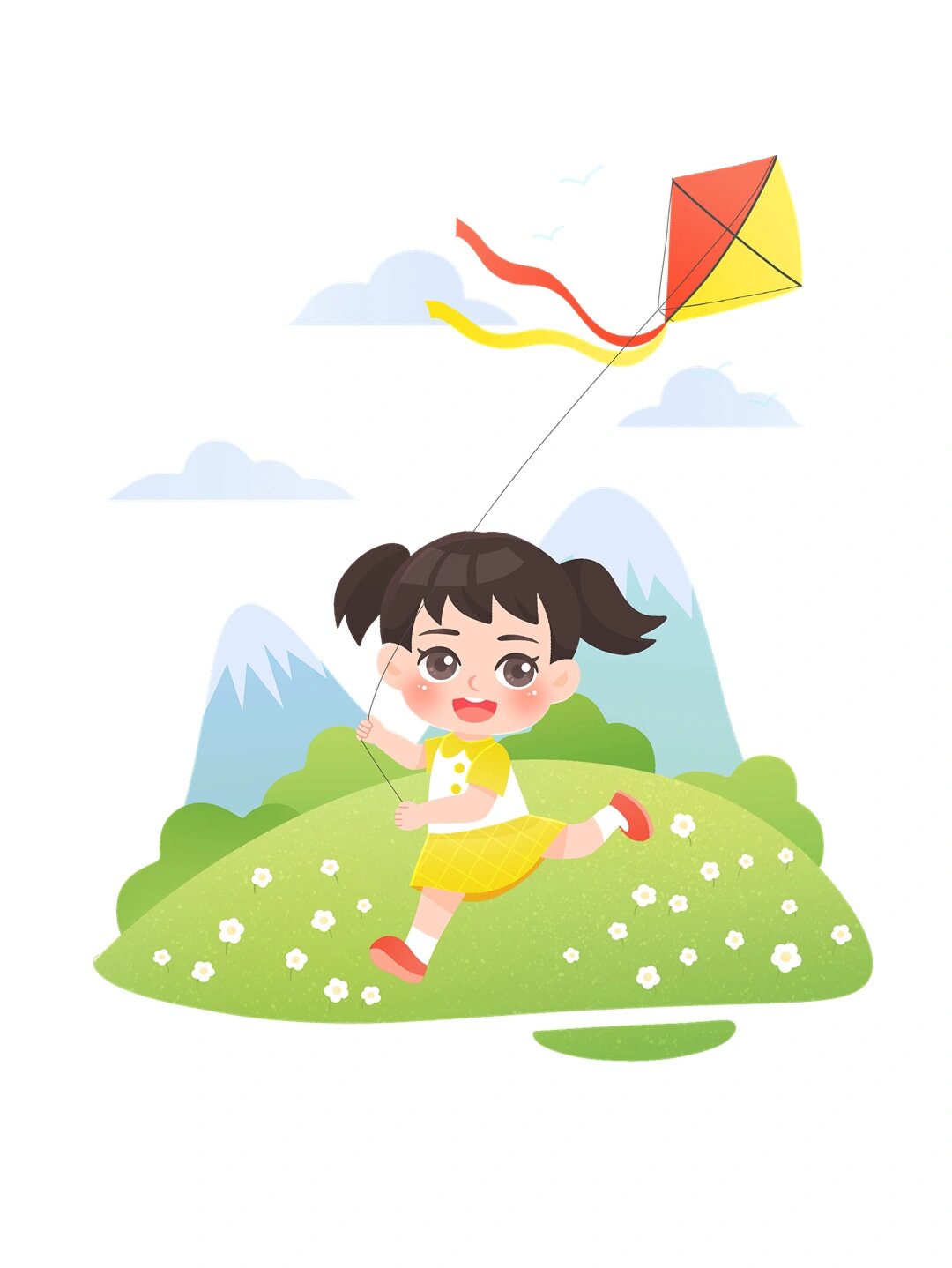 🌸免抠元素|卡通春天放风筝人物素材 🌿春天来了,空气中弥漫着