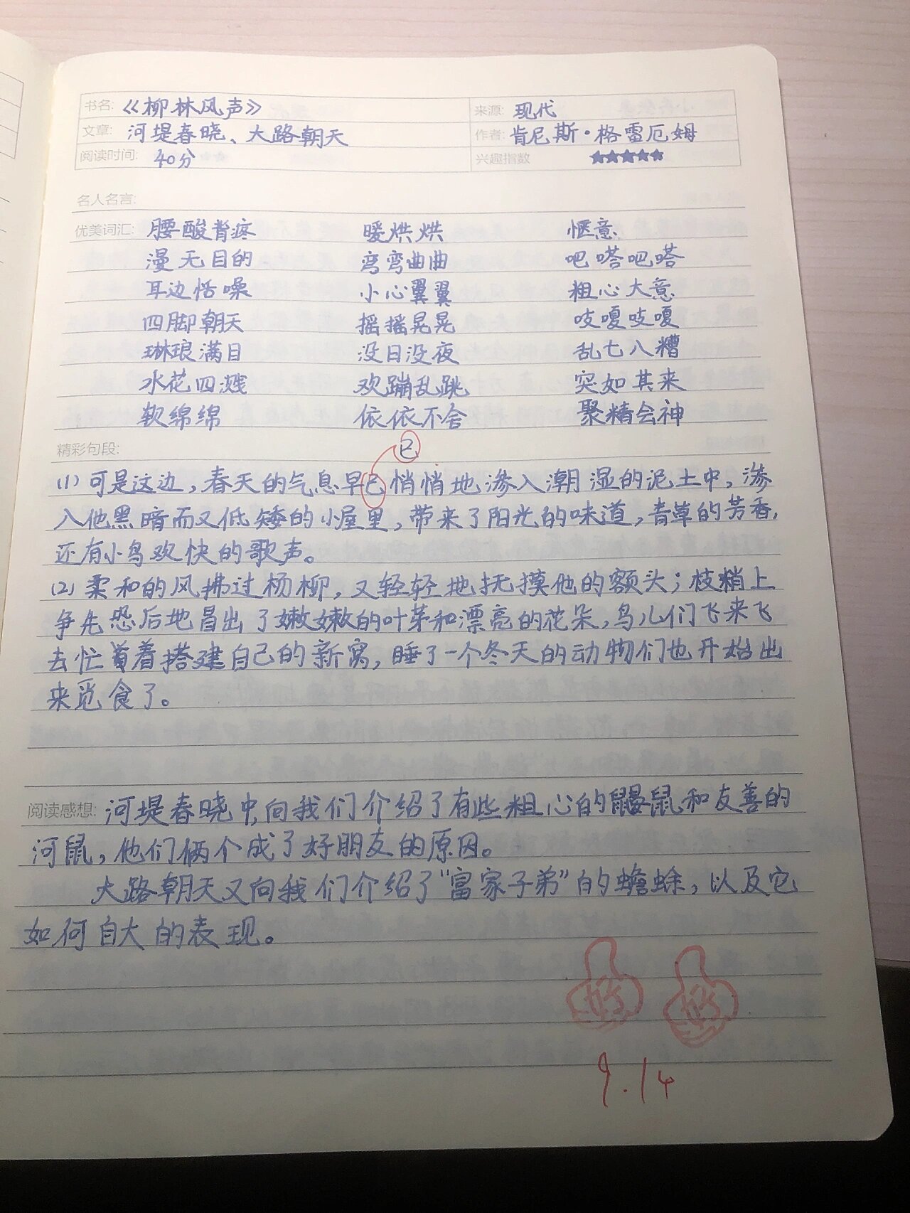 柳林风声读书笔记