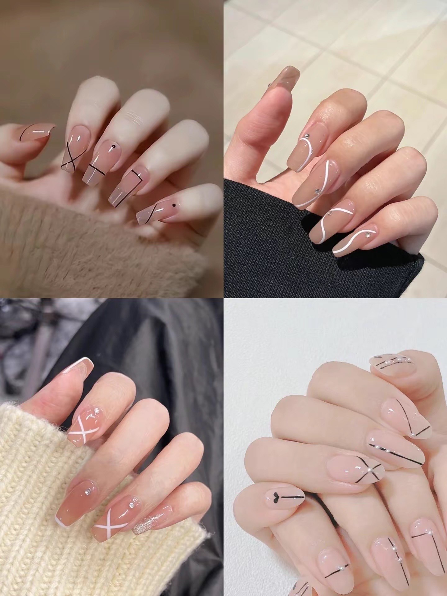 极简风线条美甲