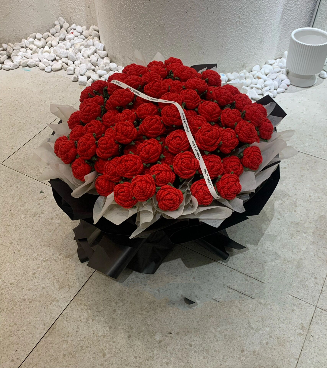 【客定】纯手工毛线编织99朵玫瑰花 实物巨美的花束 太漂亮了,没有白