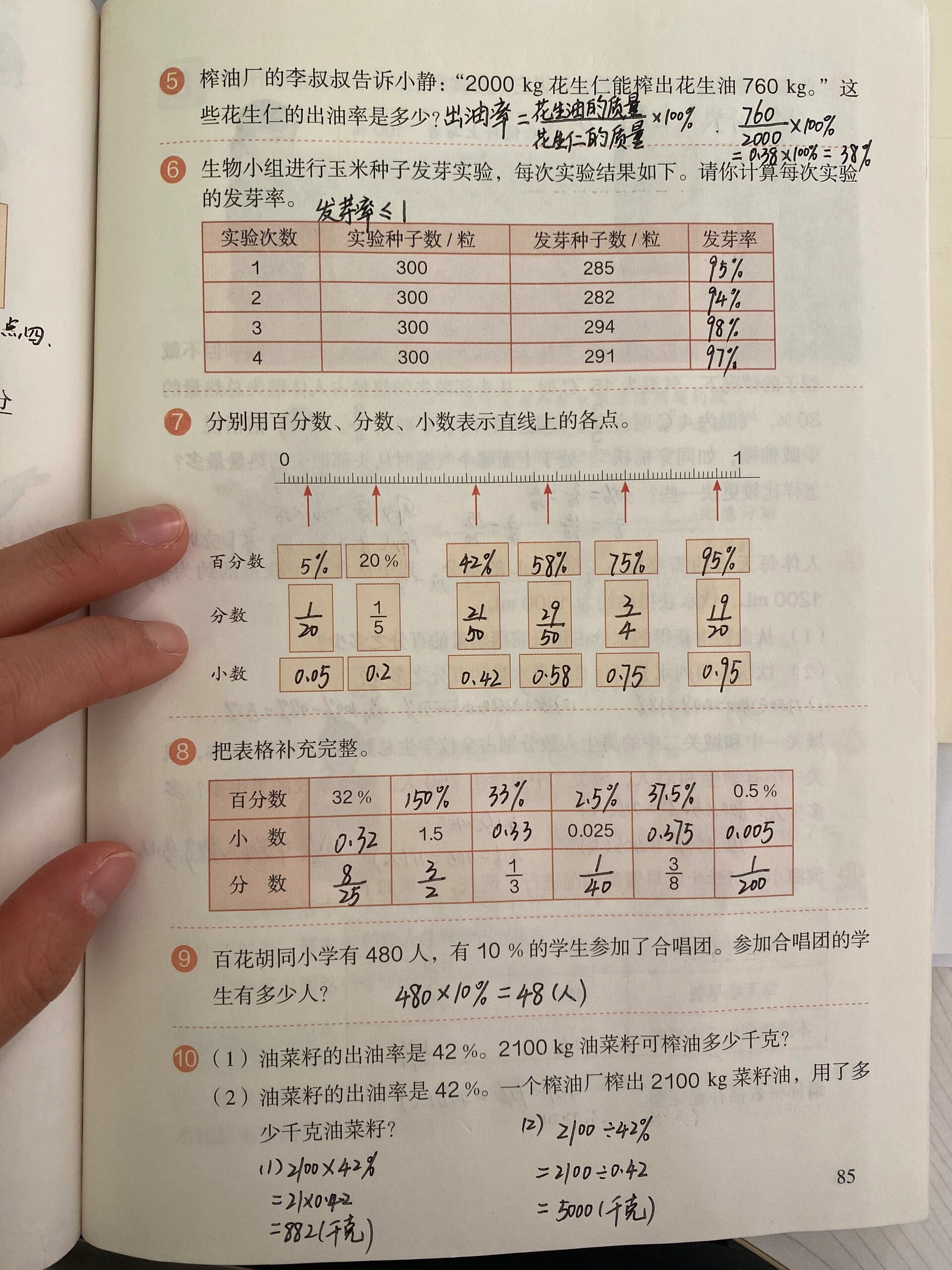 六上人教版数学:p84–p86 练习十八