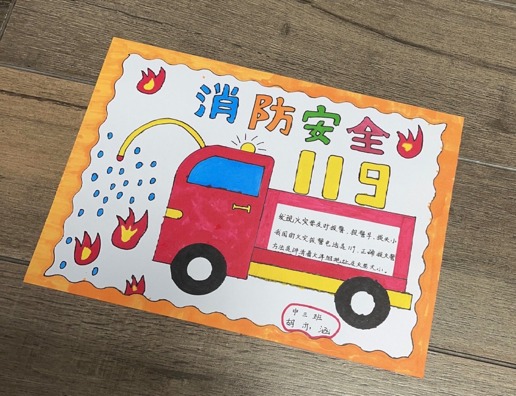 消防安全手抄报幼儿园 幼儿园又布置手抄报作业了 又是费大人的一个