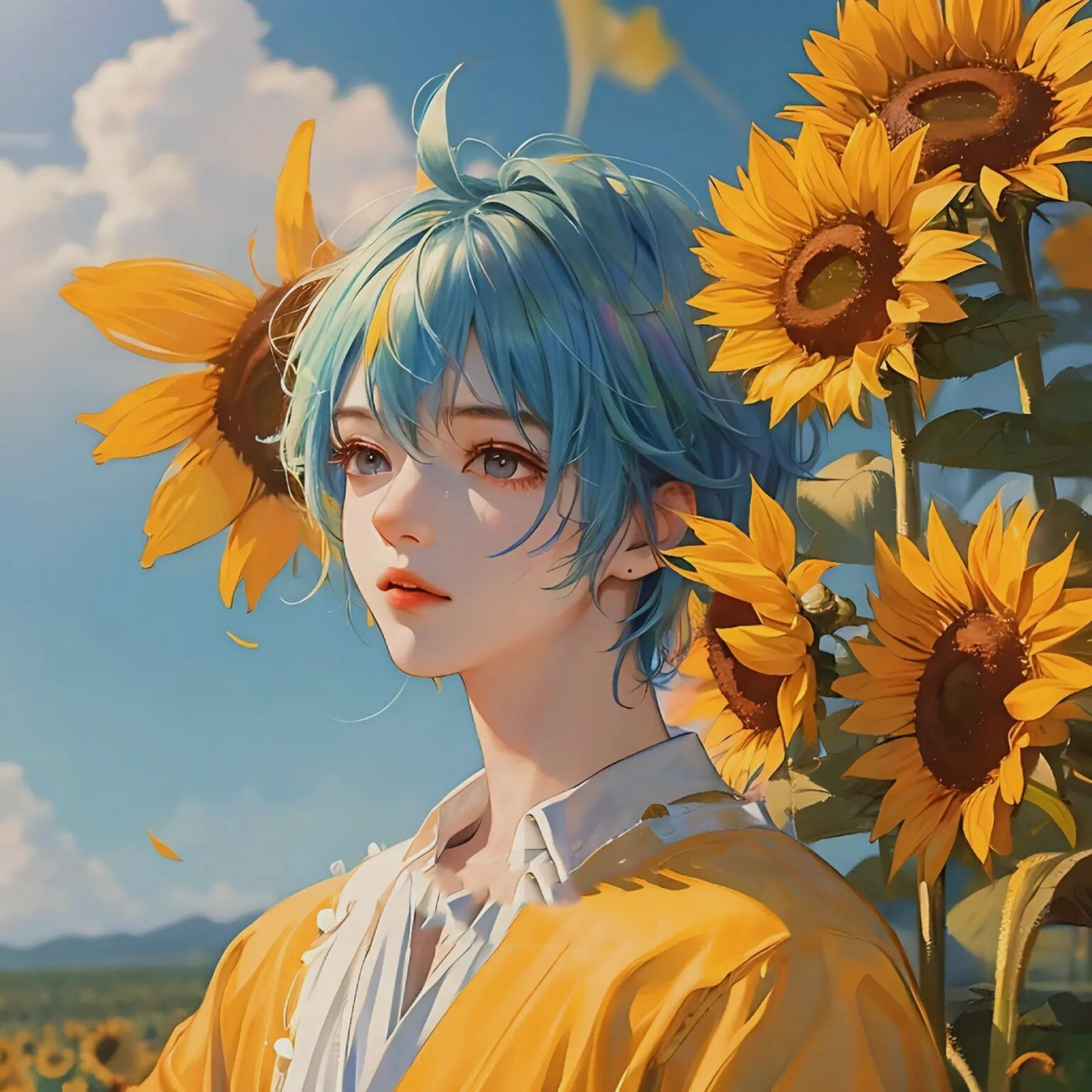 向日葵男孩 男粉也得宠,向日葵男孩头像来了,可以搭配向日葵女孩做