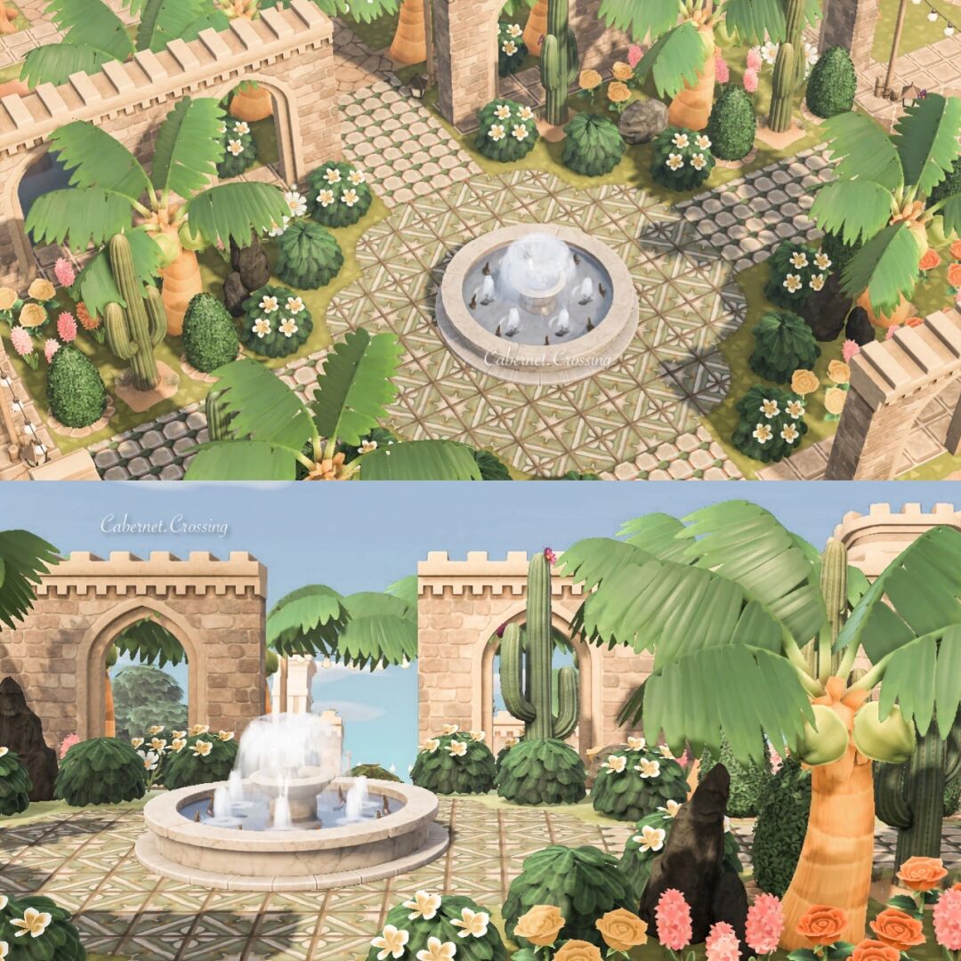 动森喷泉广场场景设计!以及地砖设计码!