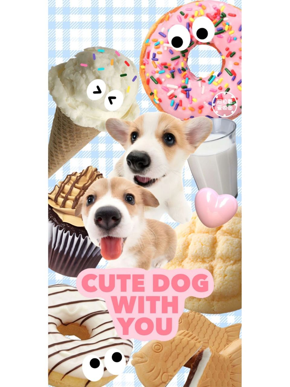 原创壁纸|ins风可爱狗狗拼接壁纸 96原创壁纸9215商用9215