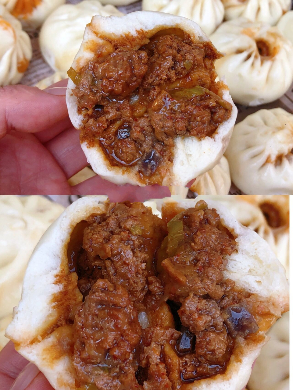 皮薄馅大的7815香辣牛肉蒸包7815,每次蒸一锅,家里人抢着吃!