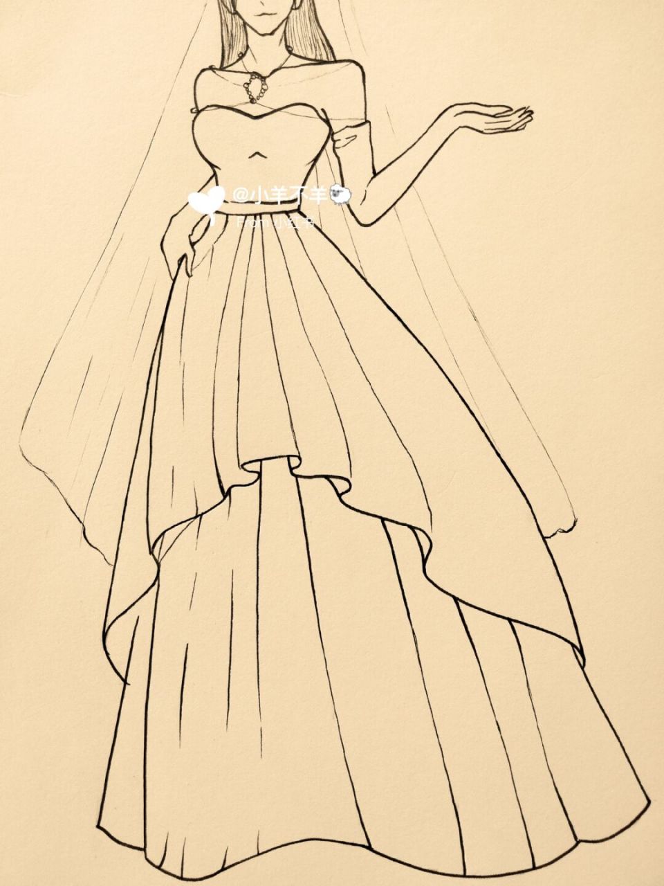 请大数据推给想自学画画的宝们 美女婚纱简笔画74新手绘画过程 假期