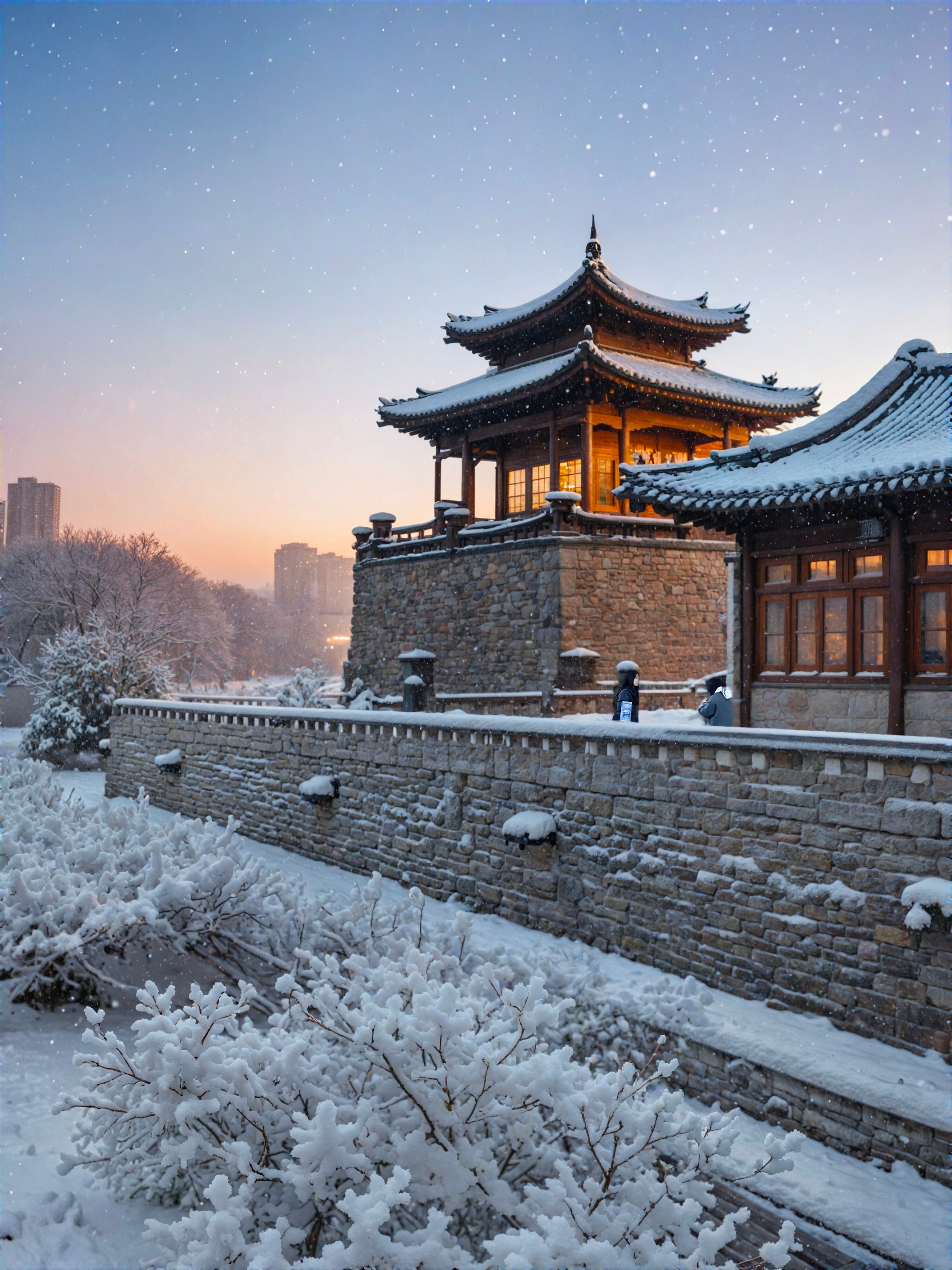 等不及邯郸下雪了,直接去丛台公园『拍』了一组,你别说vivo 相机里这