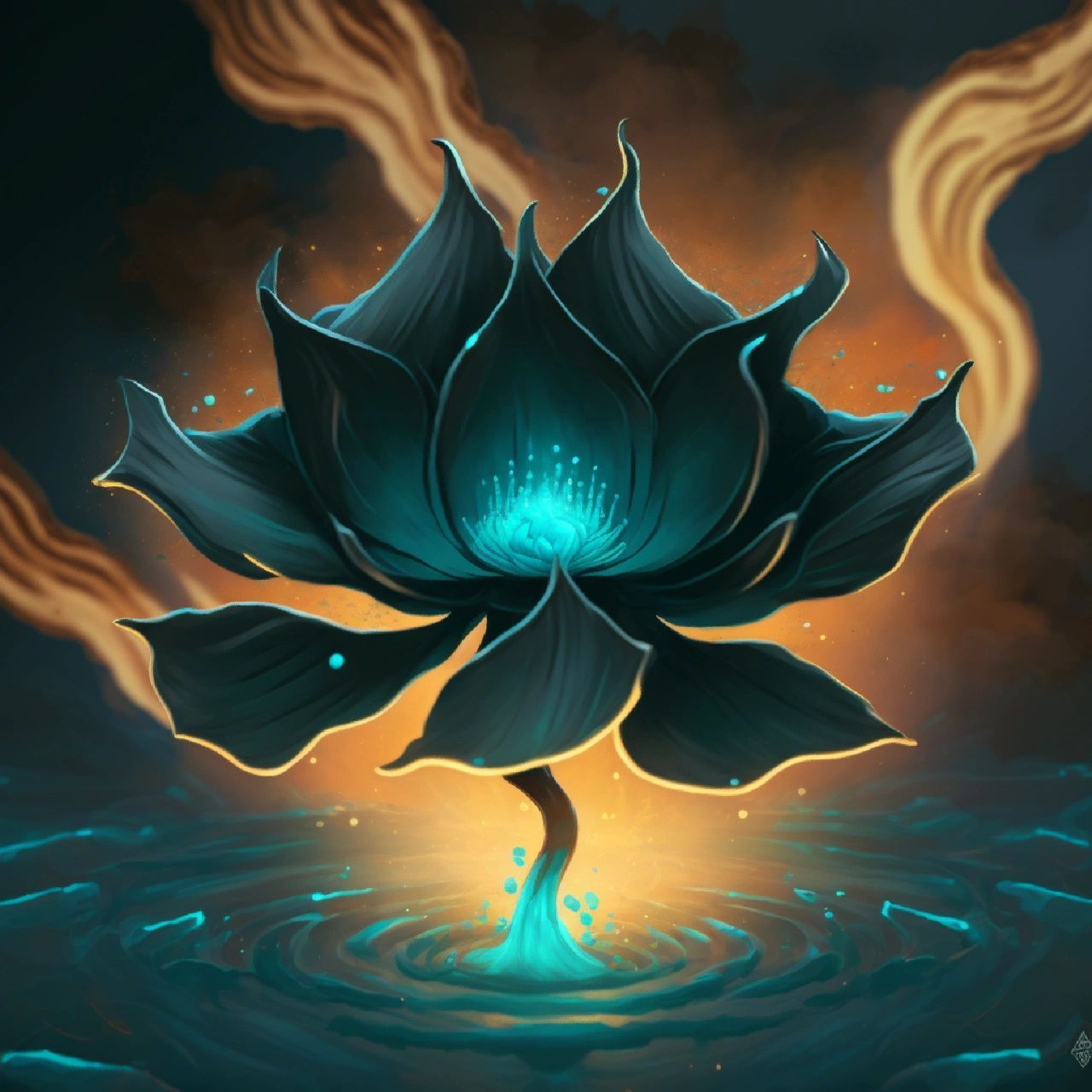 上古神莲·黑莲|神话主题插画