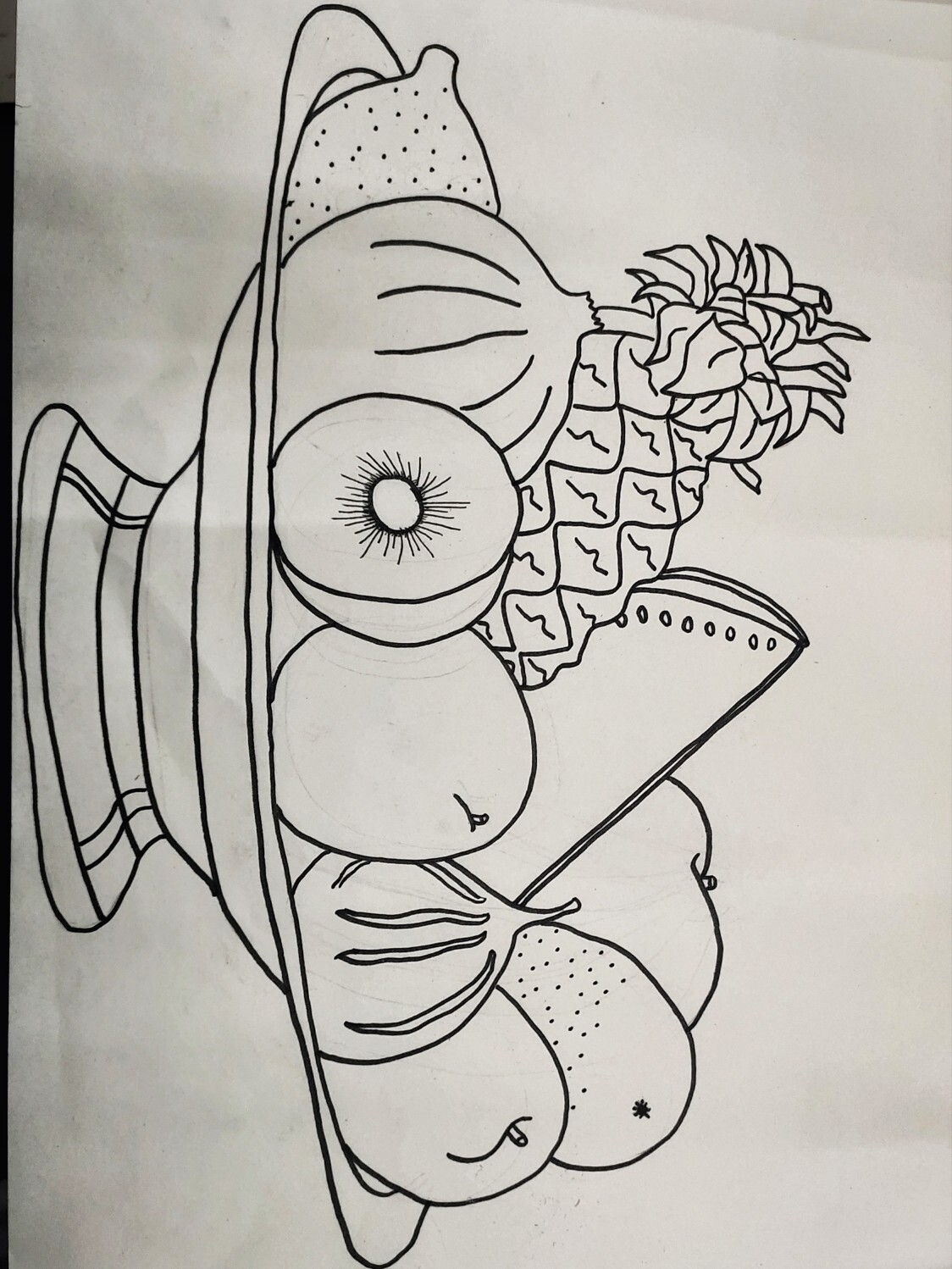 水果果盘简笔画 好几种水果六七八种吧,画的不大好,勾线的时候手抖线