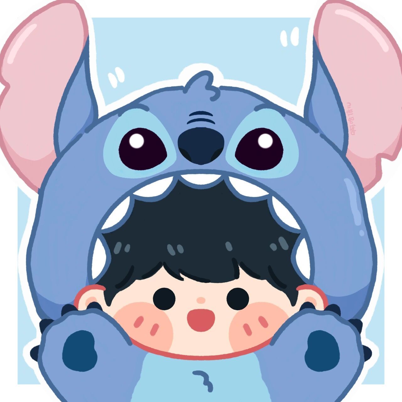 史迪奇情侣头像 好久之前有宝宝说想让我画史迪奇 拖了好久终于画啦