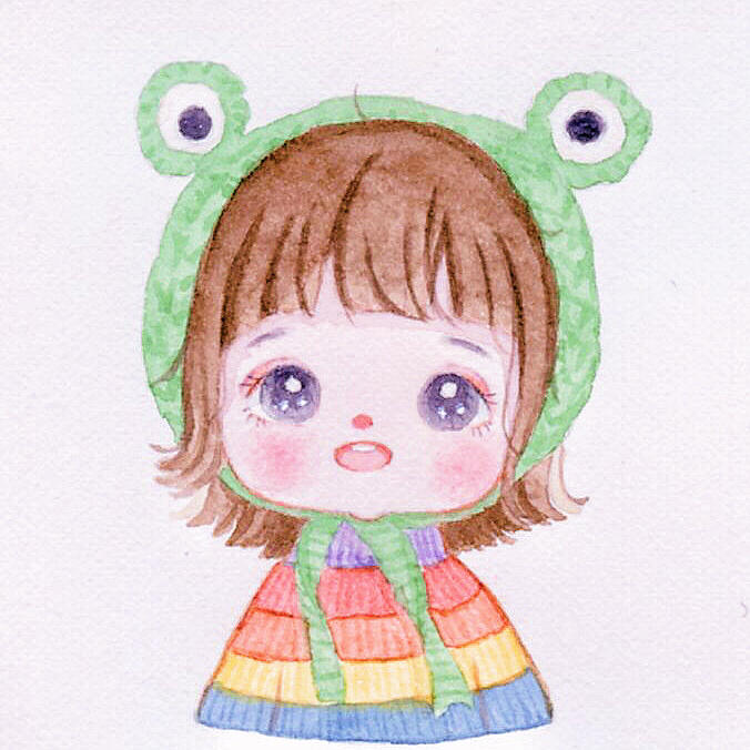 原创水彩萌娃头像