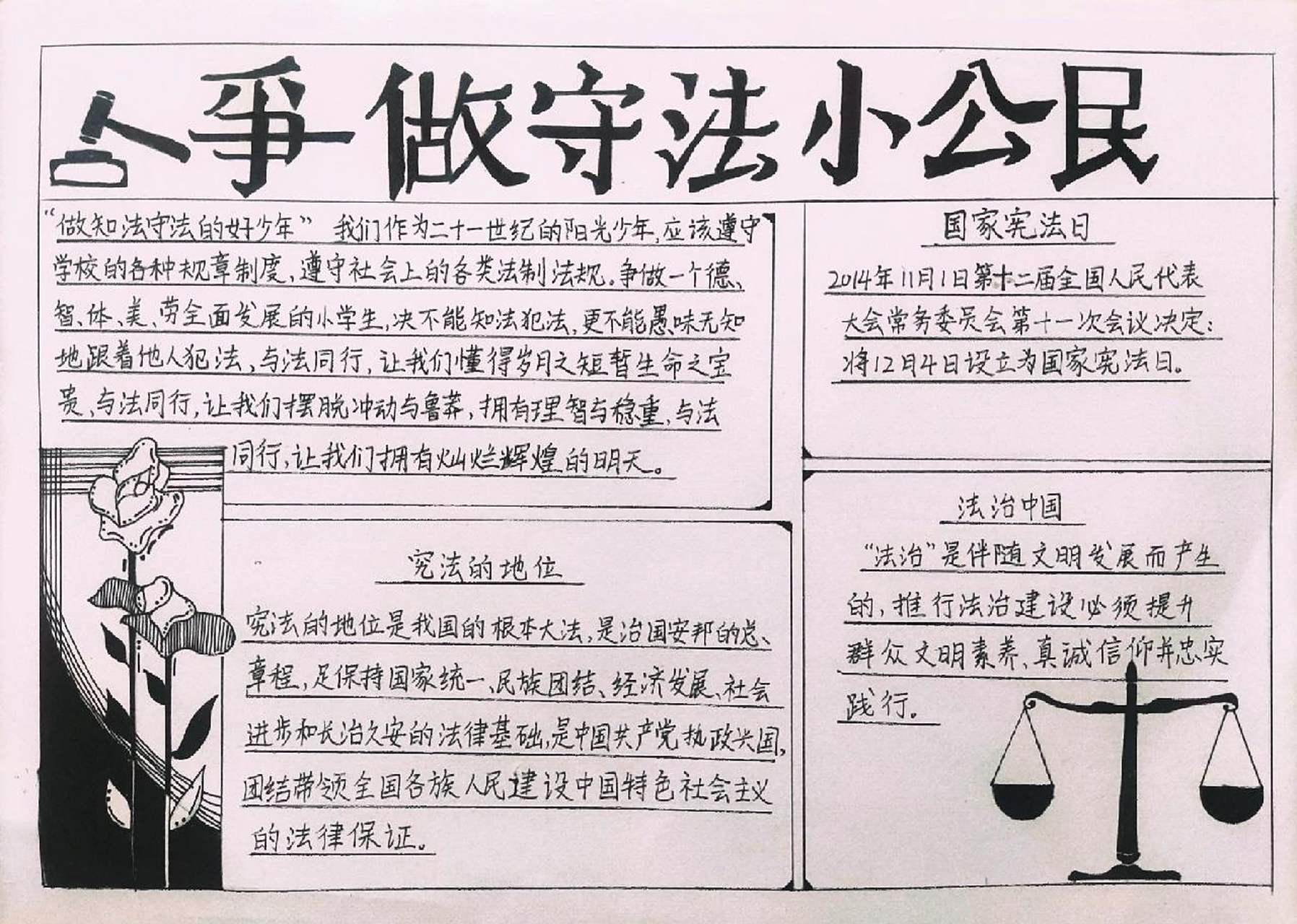 知法守法手抄报! 模拟上一个漂亮姐姐的,作业完成!