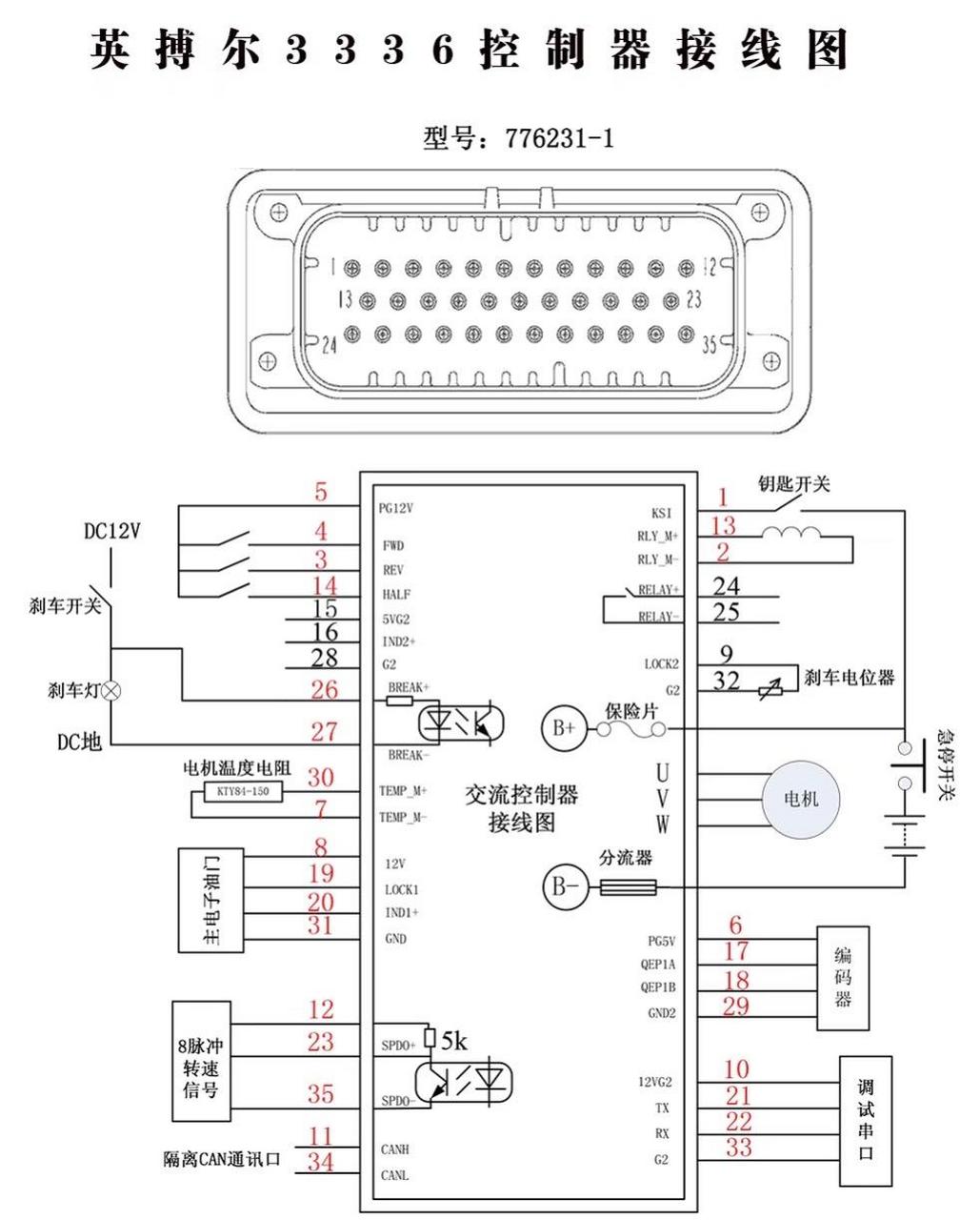 分享低速电动汽车英博尔控制器接线图
