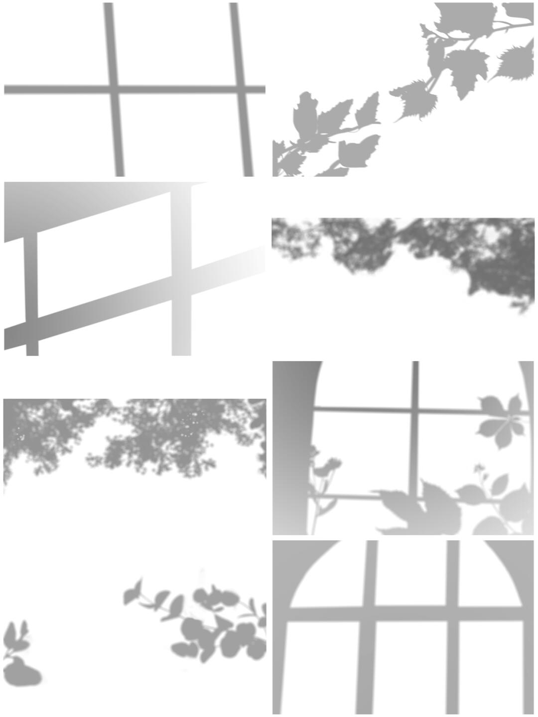 ps后期设计素材 包含了植物花朵叶子,窗户百叶窗的投影光影阴影素材