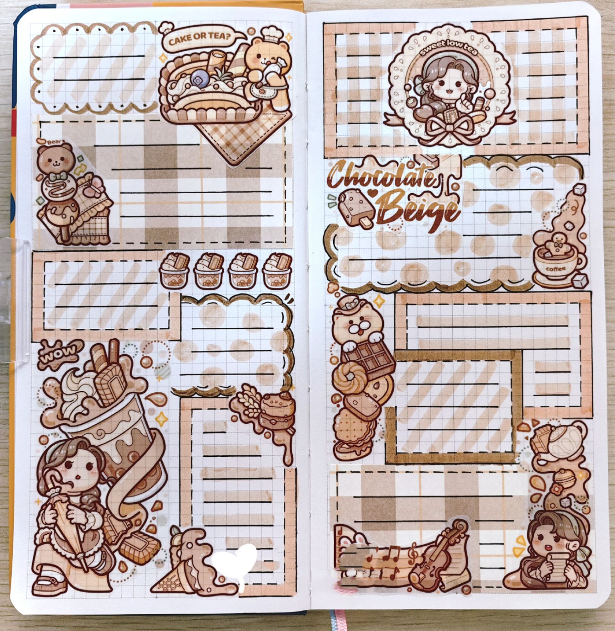 小麻薯weeks手帐排版             小麻薯奶茶嘉年华棕色系手帐排版