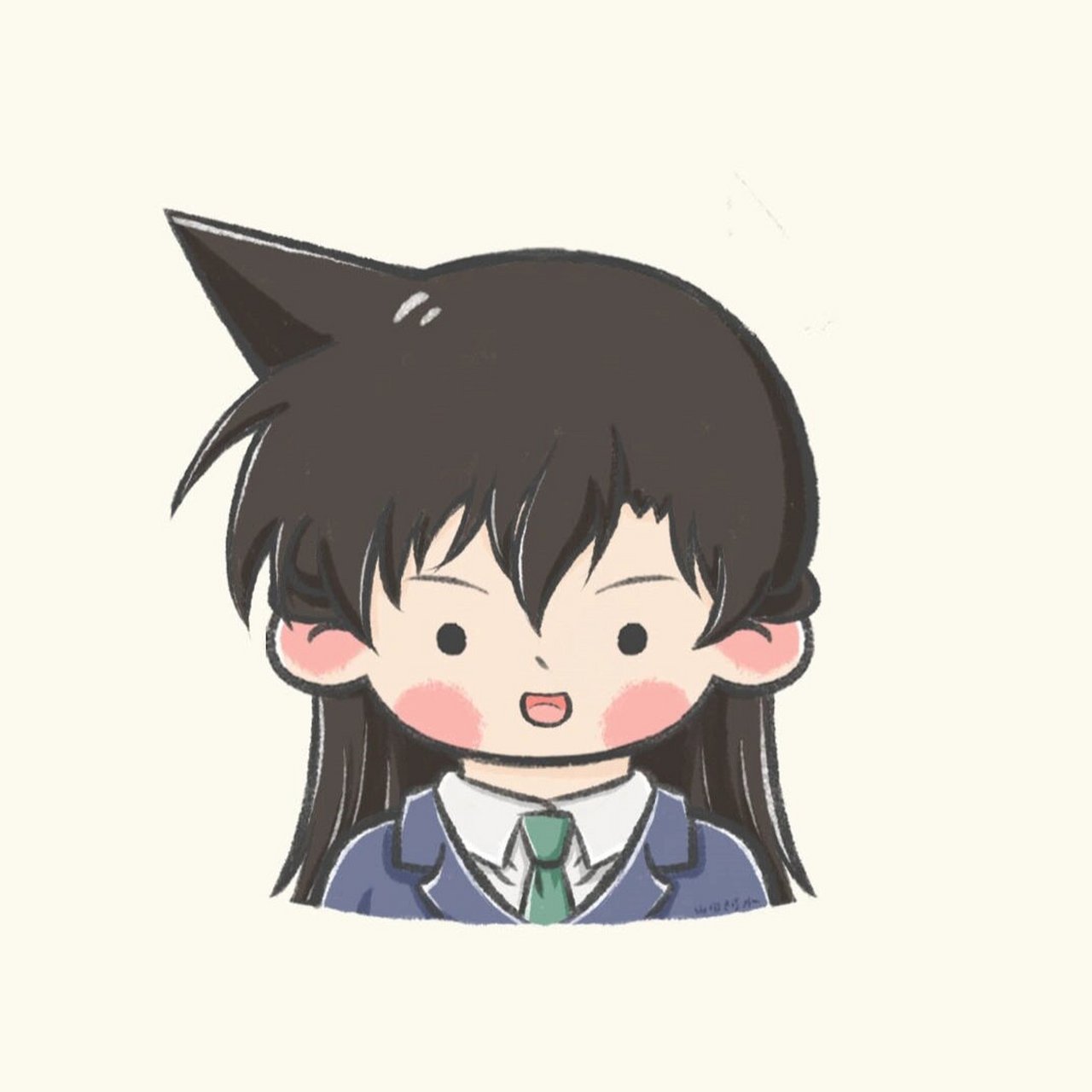 【名侦探柯南|q版情侣头像|新一&小兰】 插播一组情头,新兰