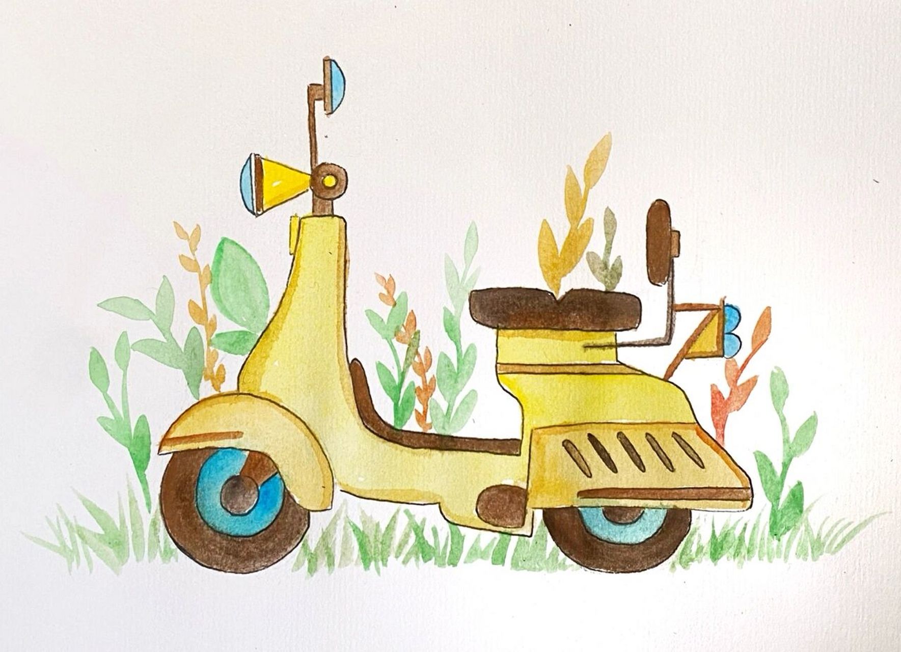 水彩摩托车 #水彩# #摩托车# #小清新