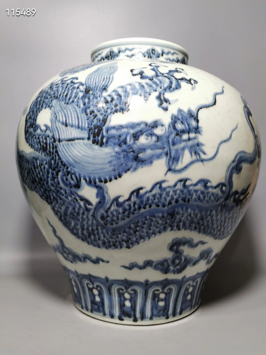 明宣德青花龙纹罐古玩古董明代青花瓷器收藏