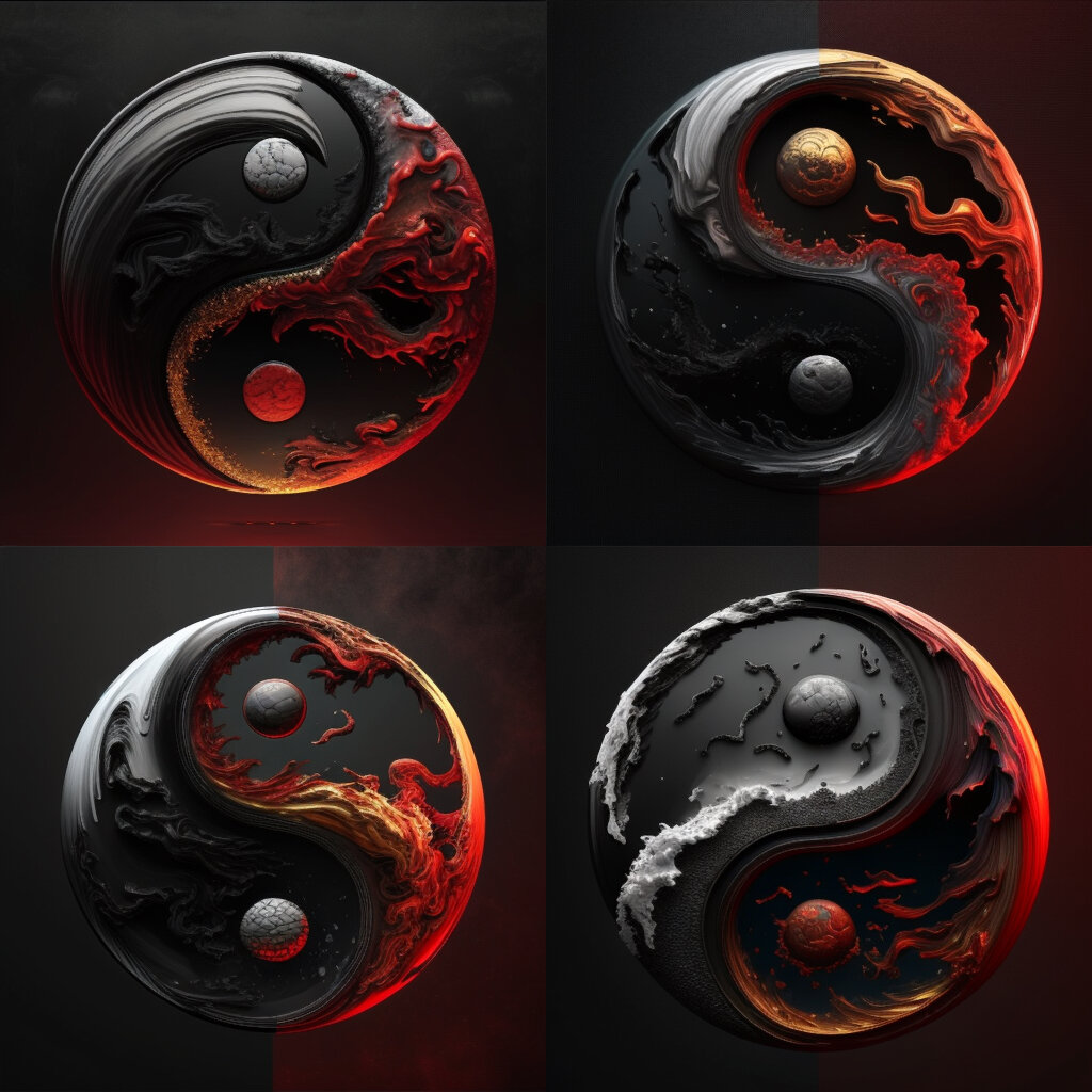 经典红黑水墨太极