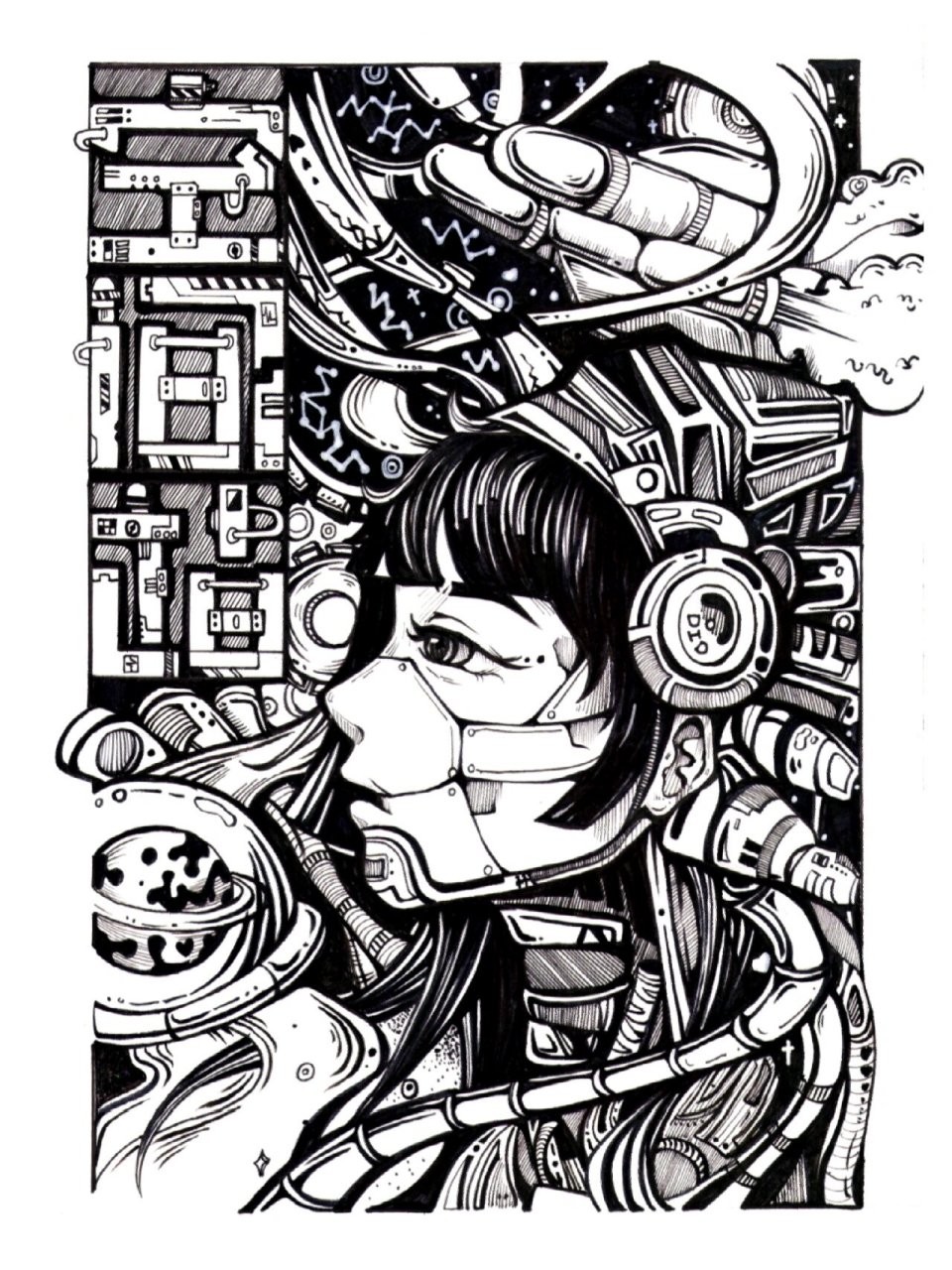 "科技主题"黑白装饰画分享 "点线面"是黑白装饰画的主要构成元素,它的