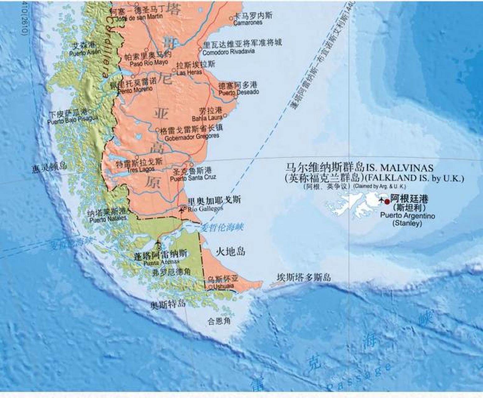 南美洲最南端,火地岛被一分为二,阿根廷和智利各占一半,界线分的还