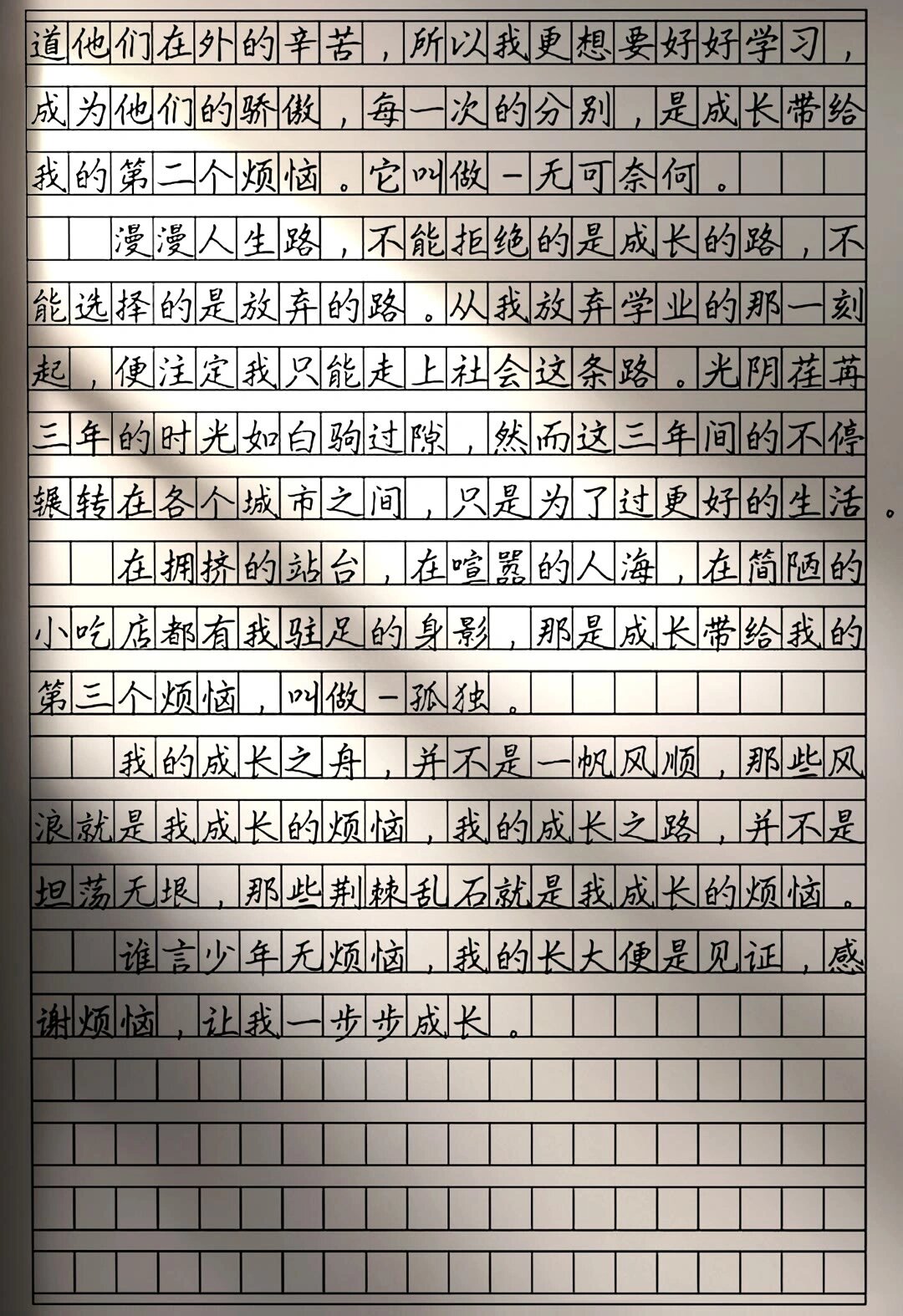 优秀作文《成长的烦恼》