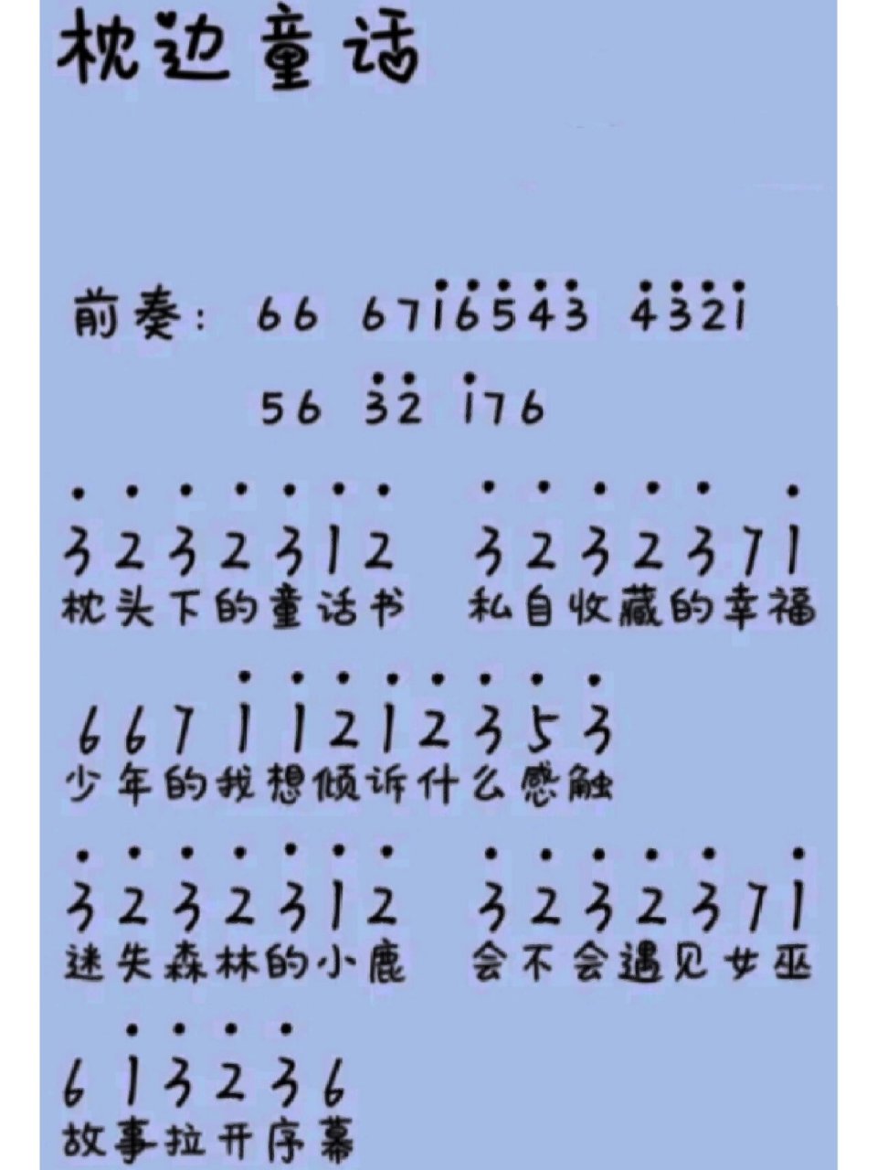 拇指琴琴谱《枕边童话》
