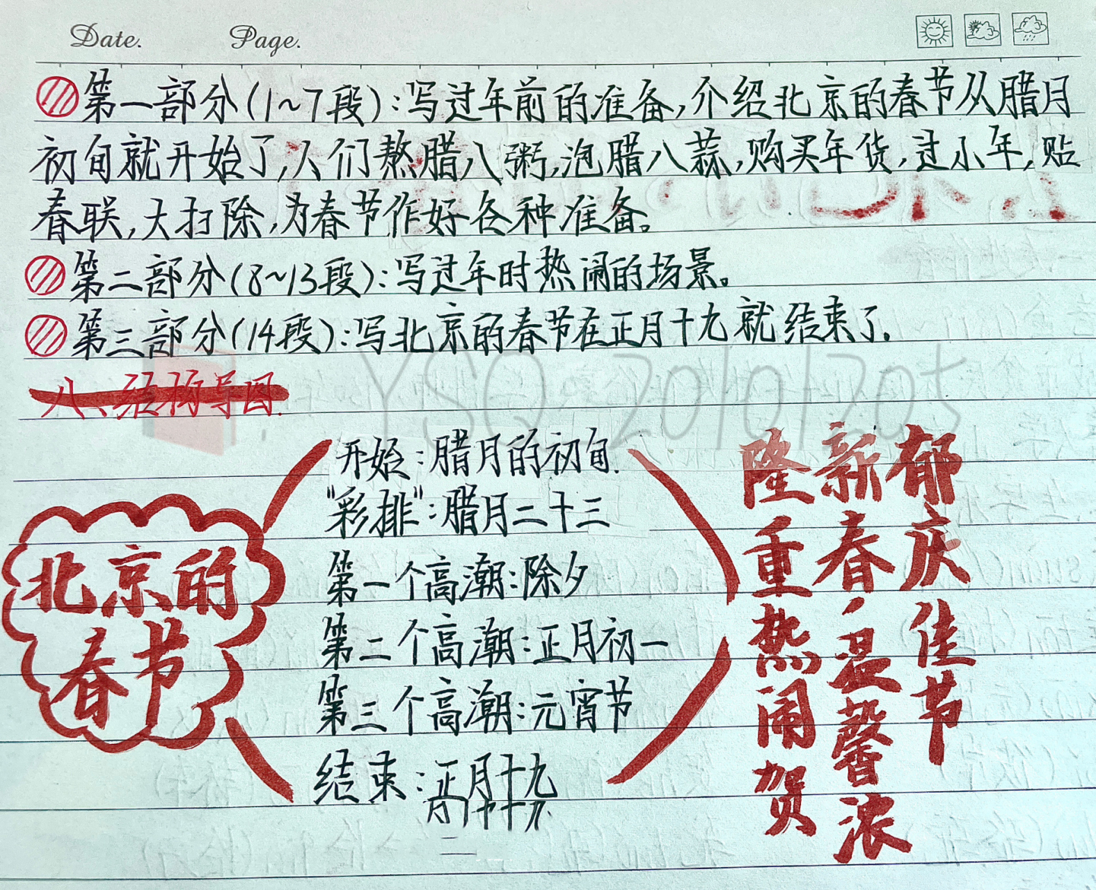 北京的春节的笔记学霸图片
