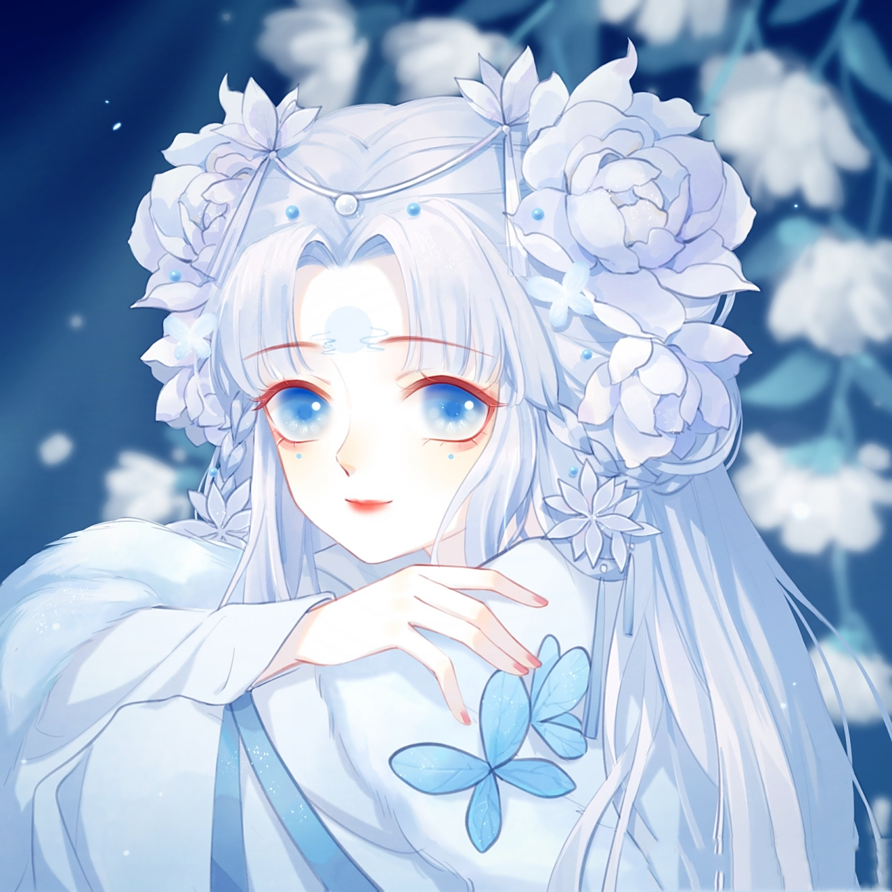 超仙御姐浅蓝色花朵莲花女孩系列头像(上) 我又来更新了 !