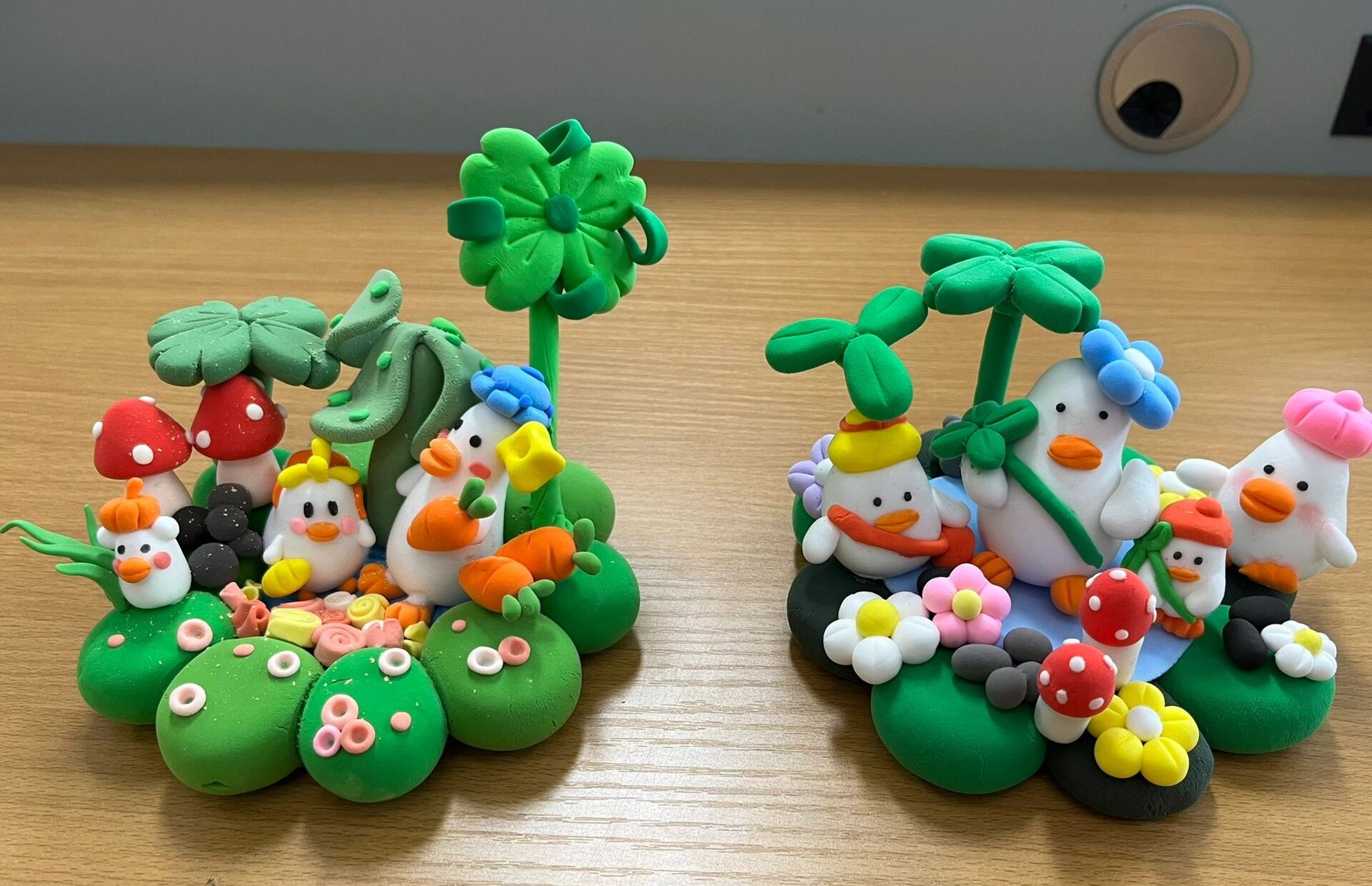 手工粘土～春日池塘🐣🍀🪷🌱🪨🌷🐥