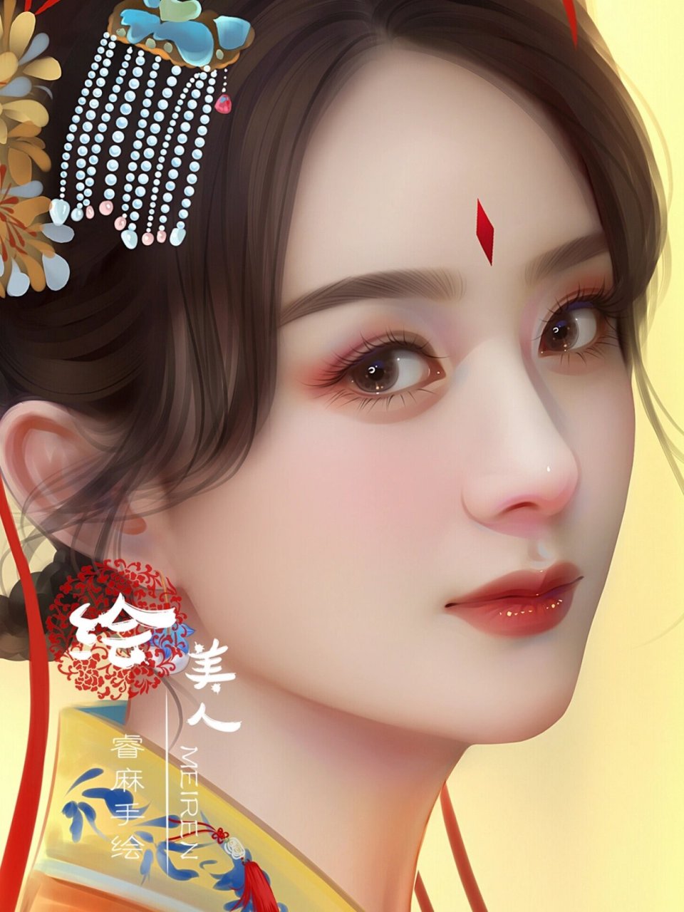 绘美人睿麻手绘赵丽颖古风头像壁纸 我与神明画押,赌你心动一夏 67