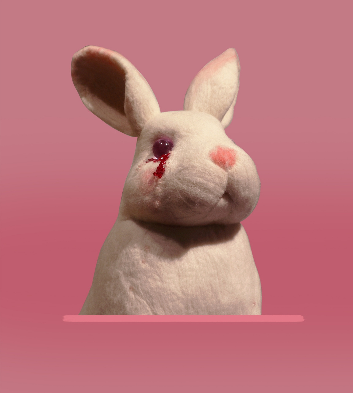 羊毛毡雕塑/可爱又可怜的乖乖小兔子92 流泪小兔 60cm